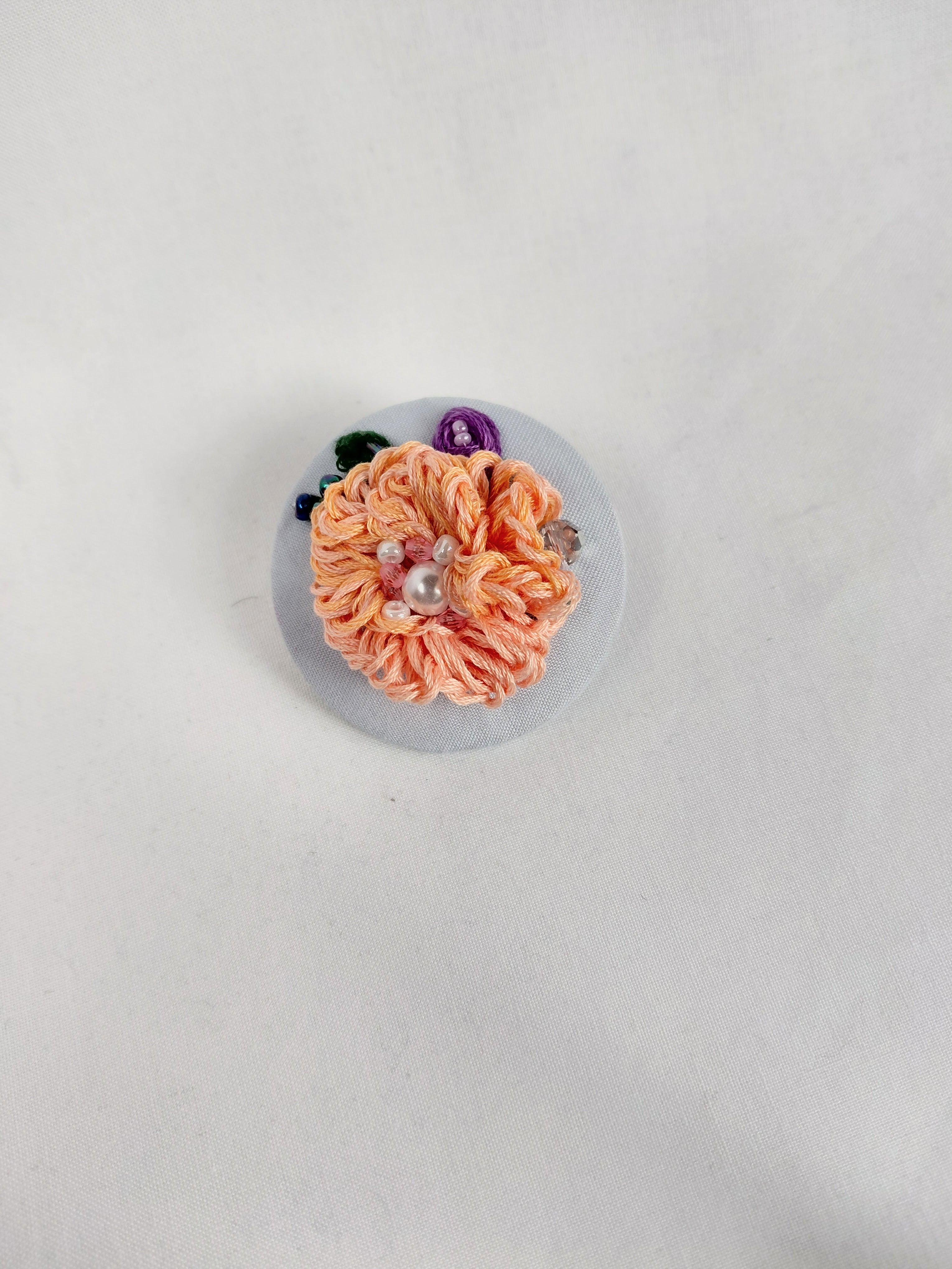 orange Flower Brooch 019- Handcrafted Statement Jewelry