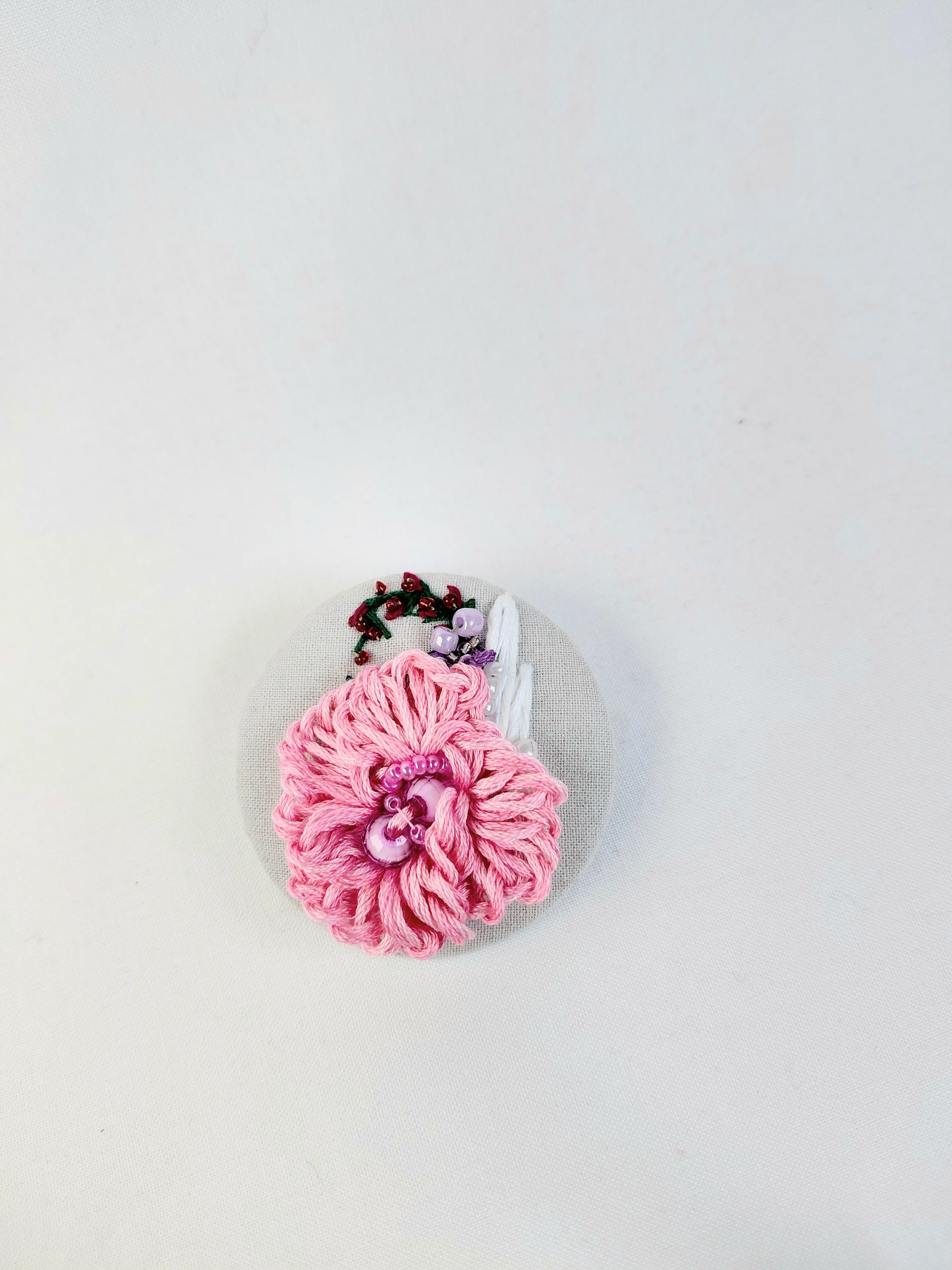 pink flower brooch 017- Handcrafted Statement Jewelry