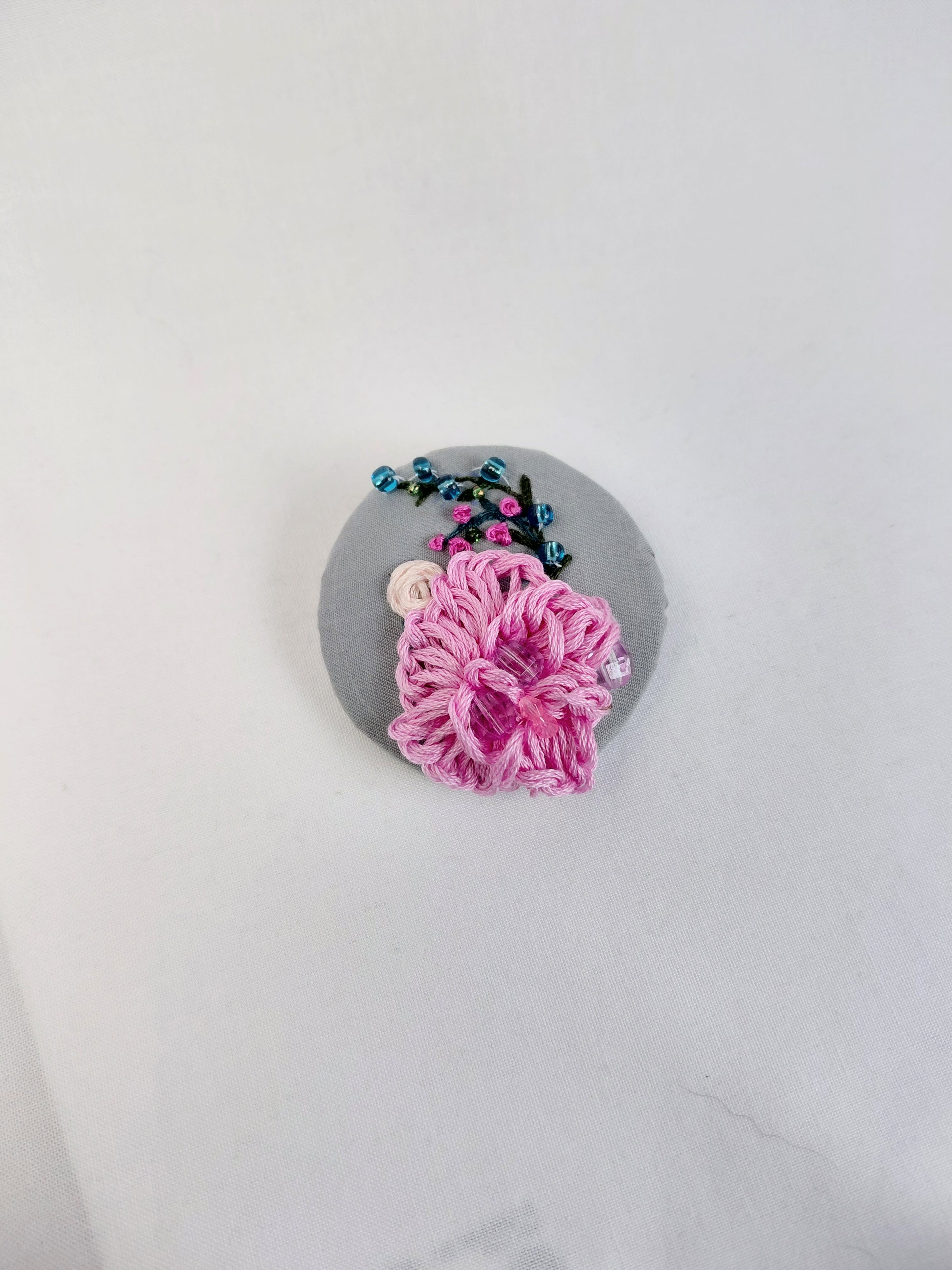 pink flower brooch 016