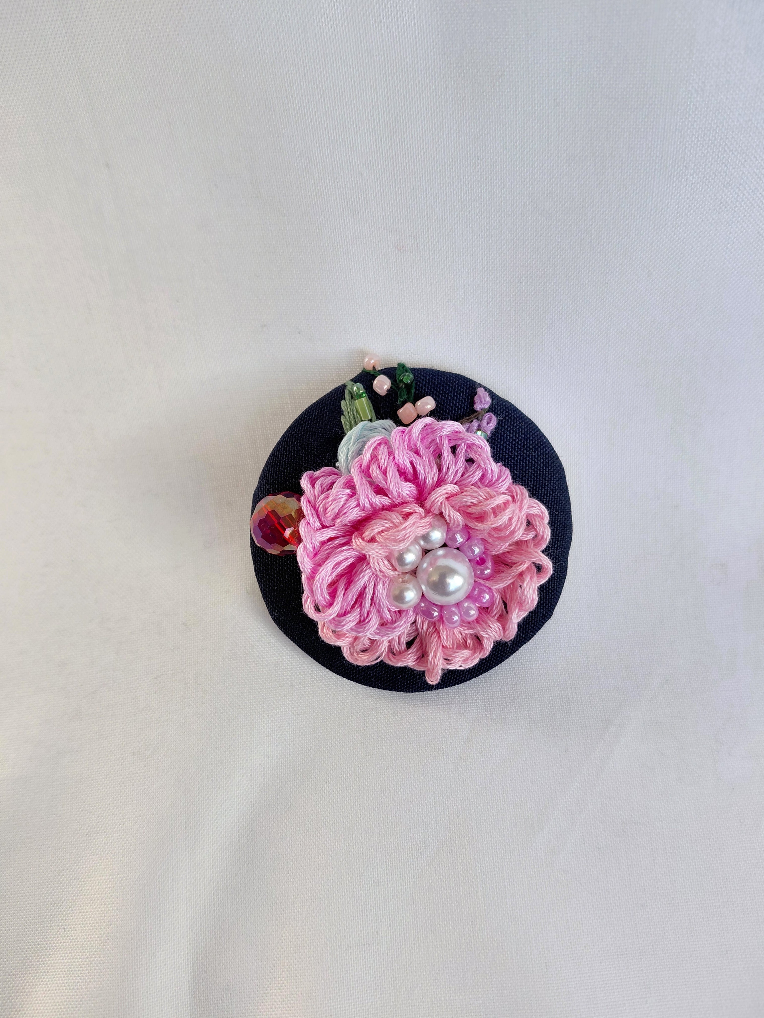 pink flower brooch 026