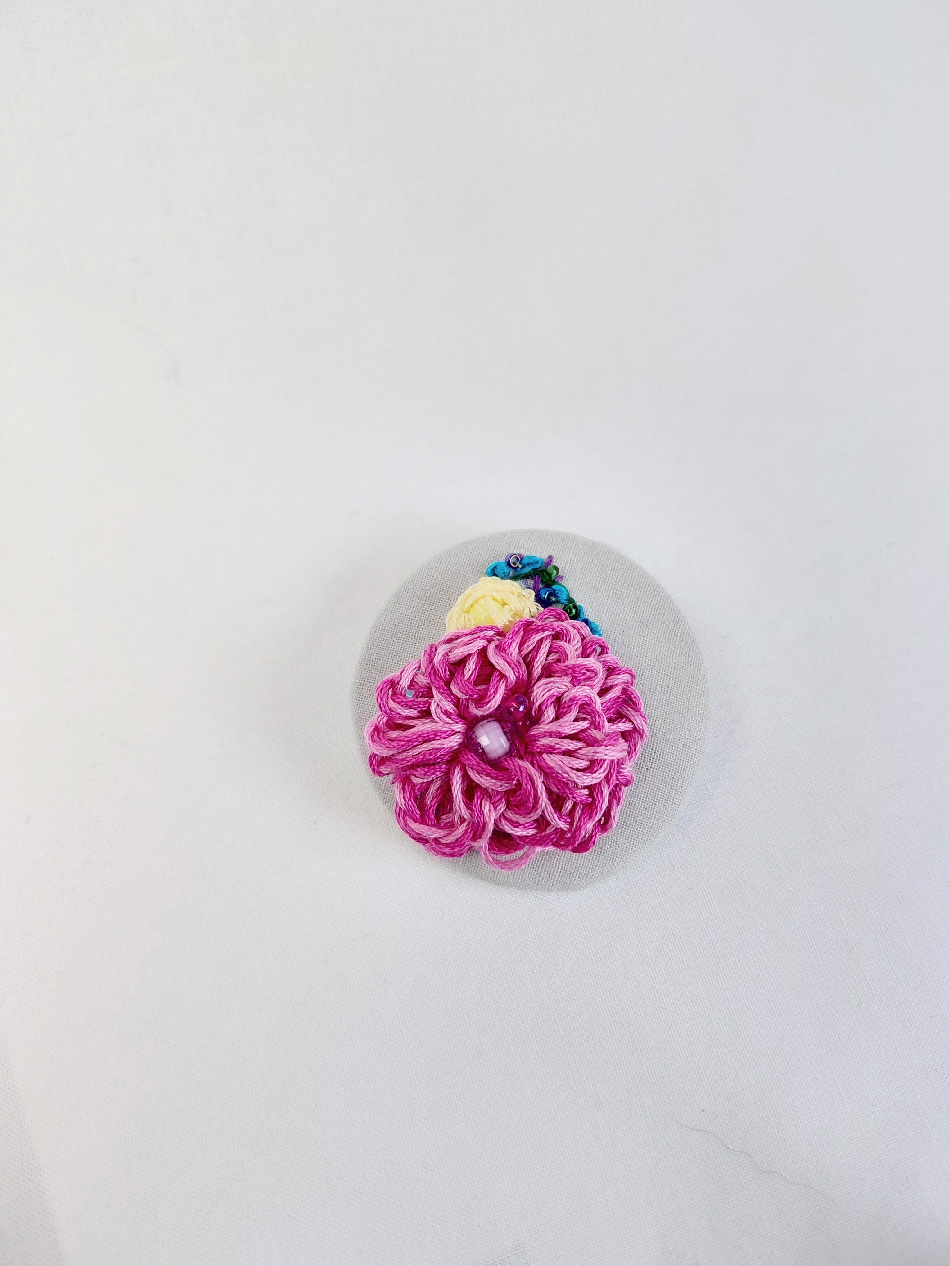 pink flower brooch 023- Handcrafted Statement Jewelry