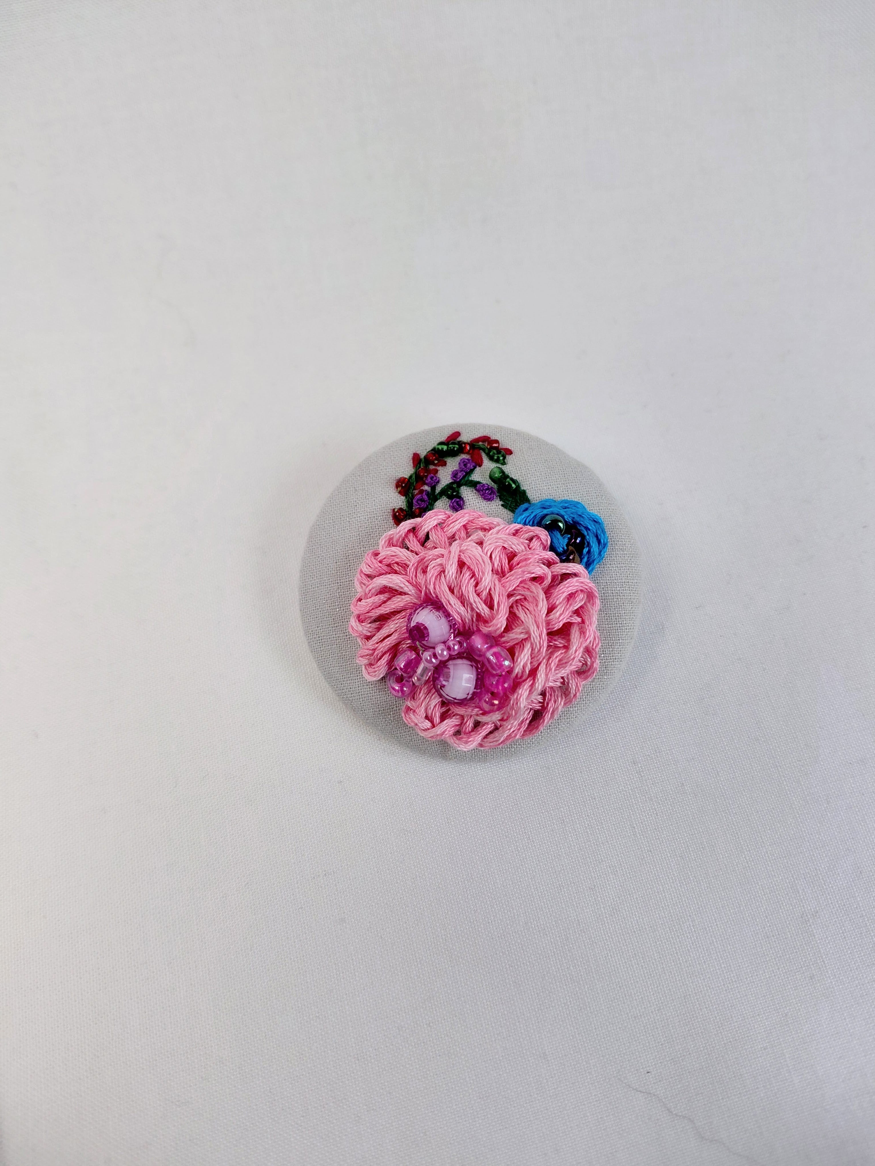 pink flower brooch 026- Handcrafted Statement Jewelry