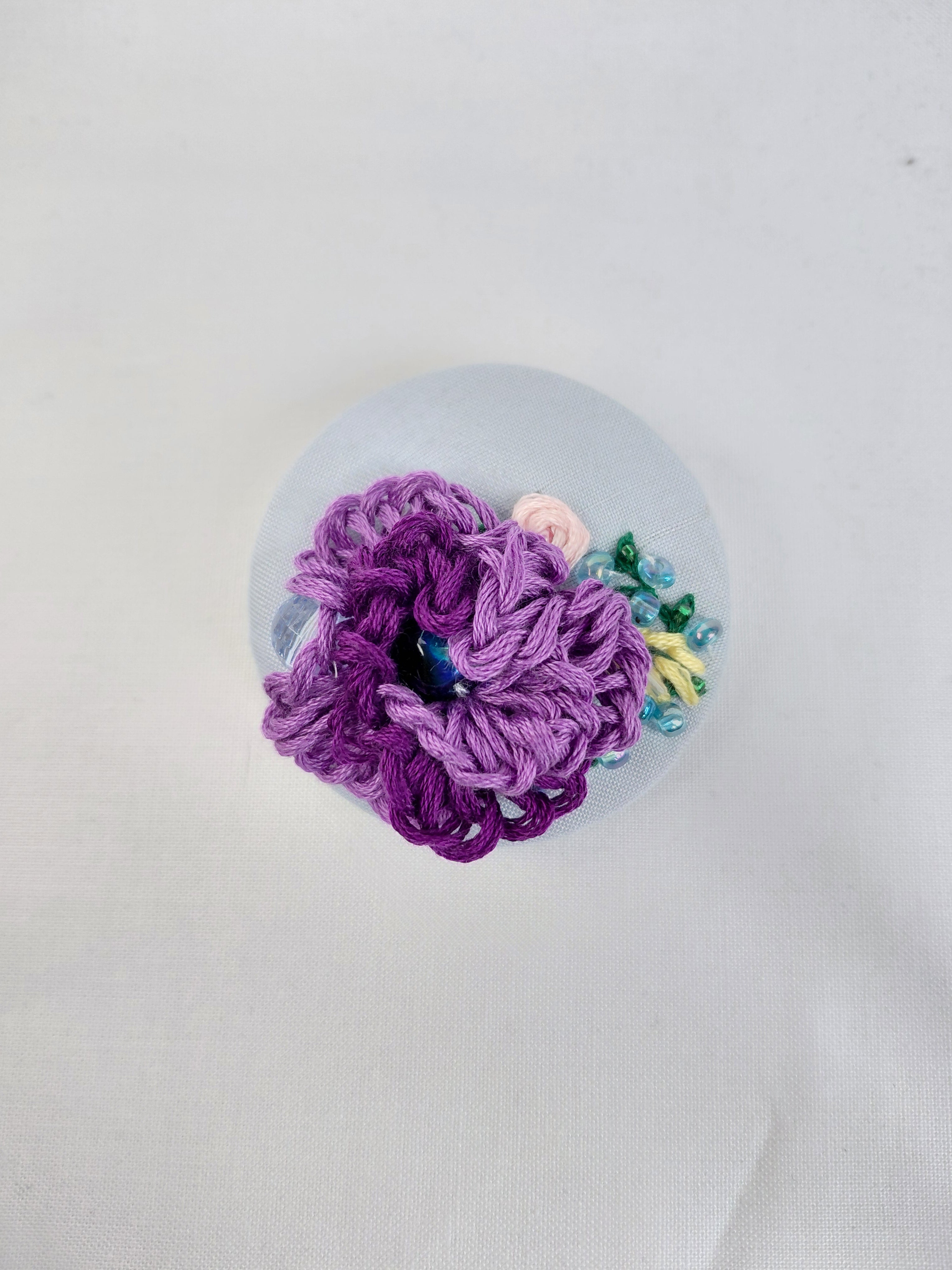 purple flower brooch 017