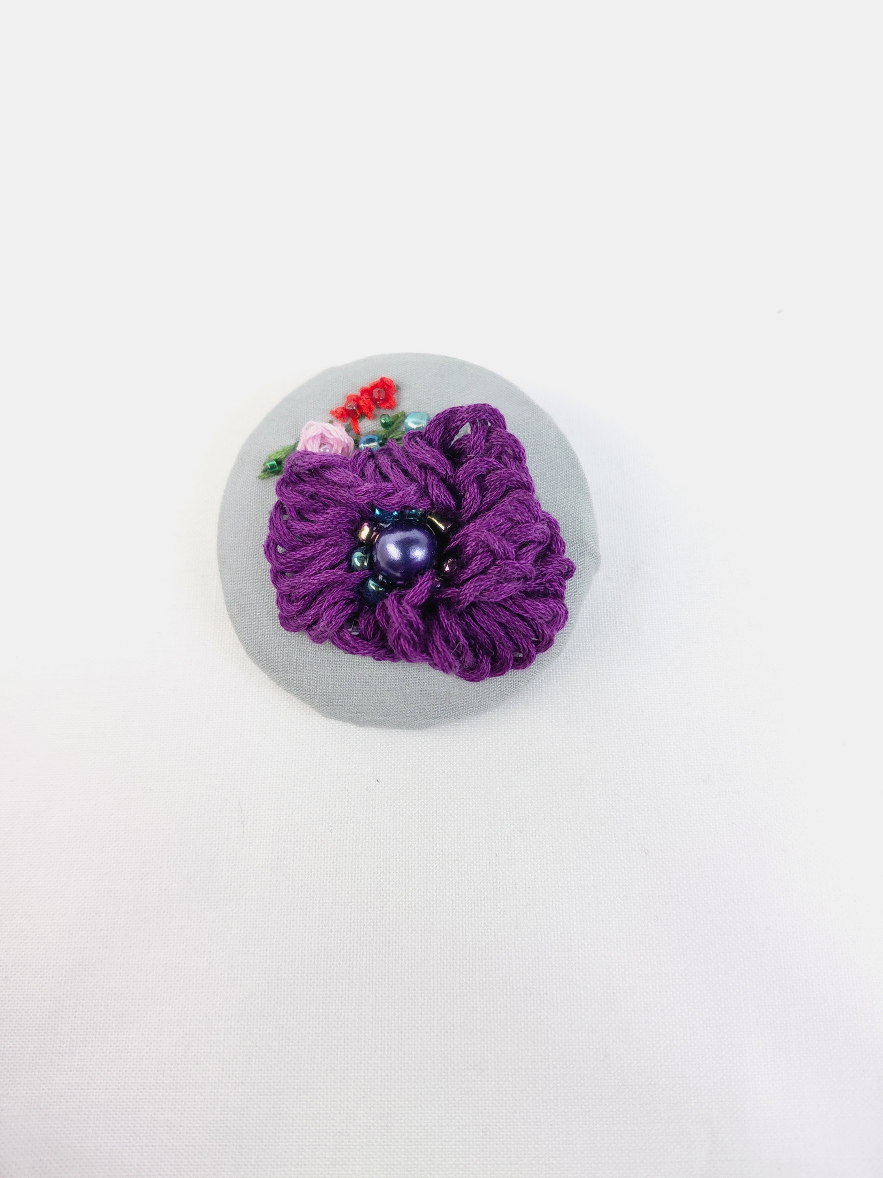 purple flower brooch 021- Handcrafted Statement Jewelry