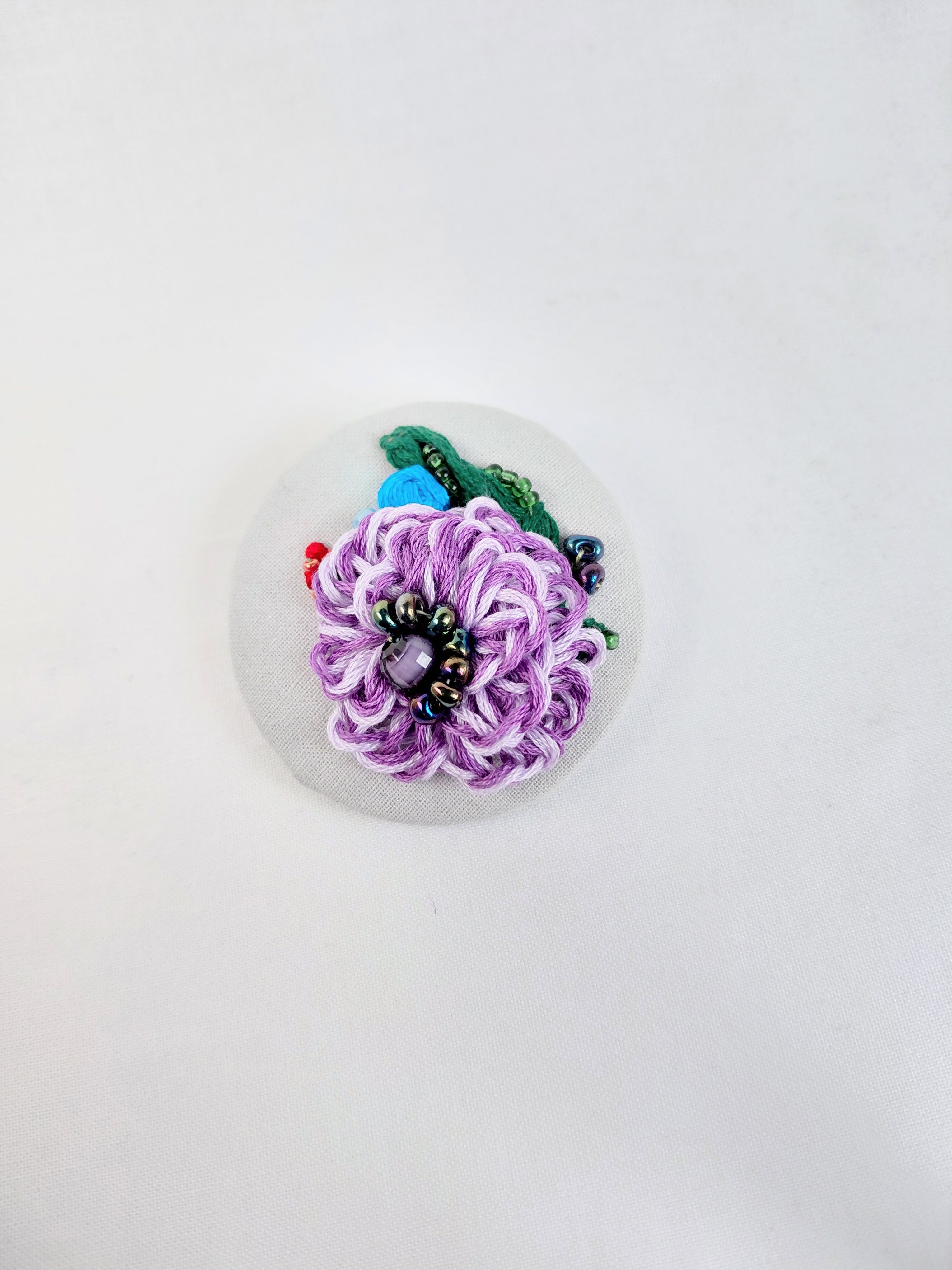 purple flower brooch 023- Handcrafted Statement Jewelry
