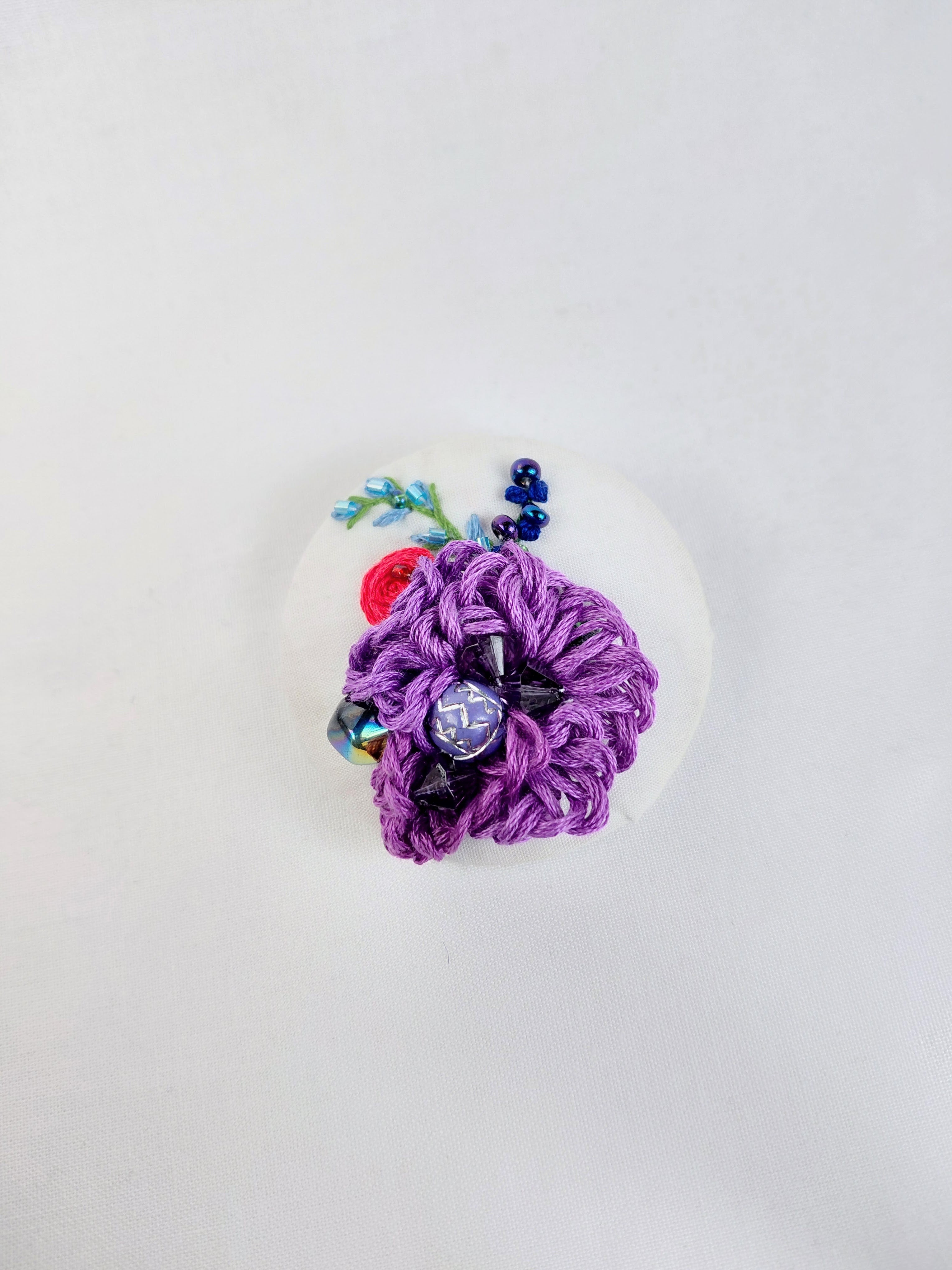 purple flower brooch 025- Handcrafted Statement Jewelry