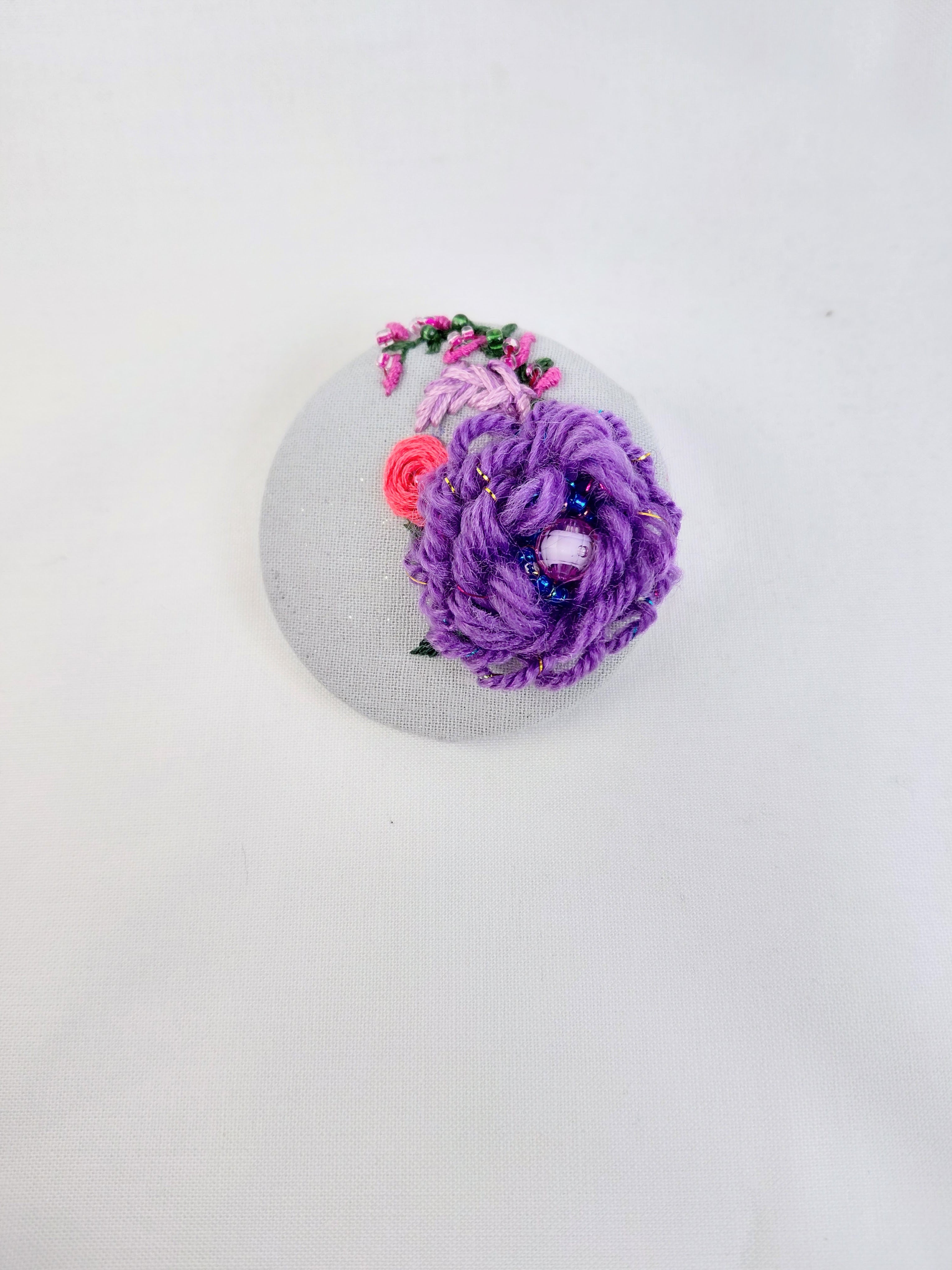 purple flower brooch 028- Handcrafted Statement Jewelry