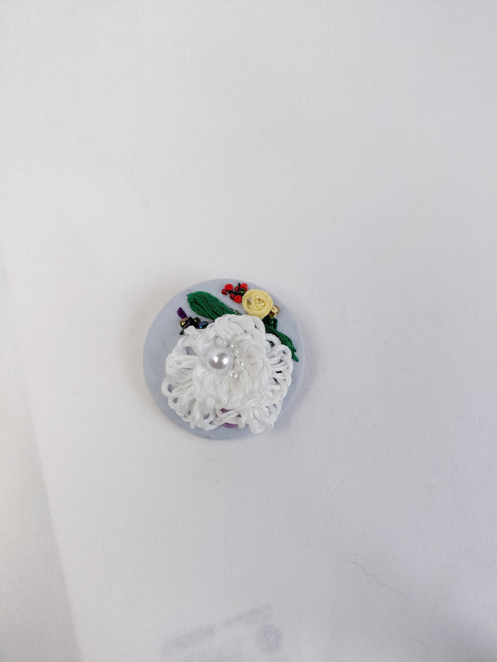 white flower brooch 004- Handcrafted Statement Jewelry