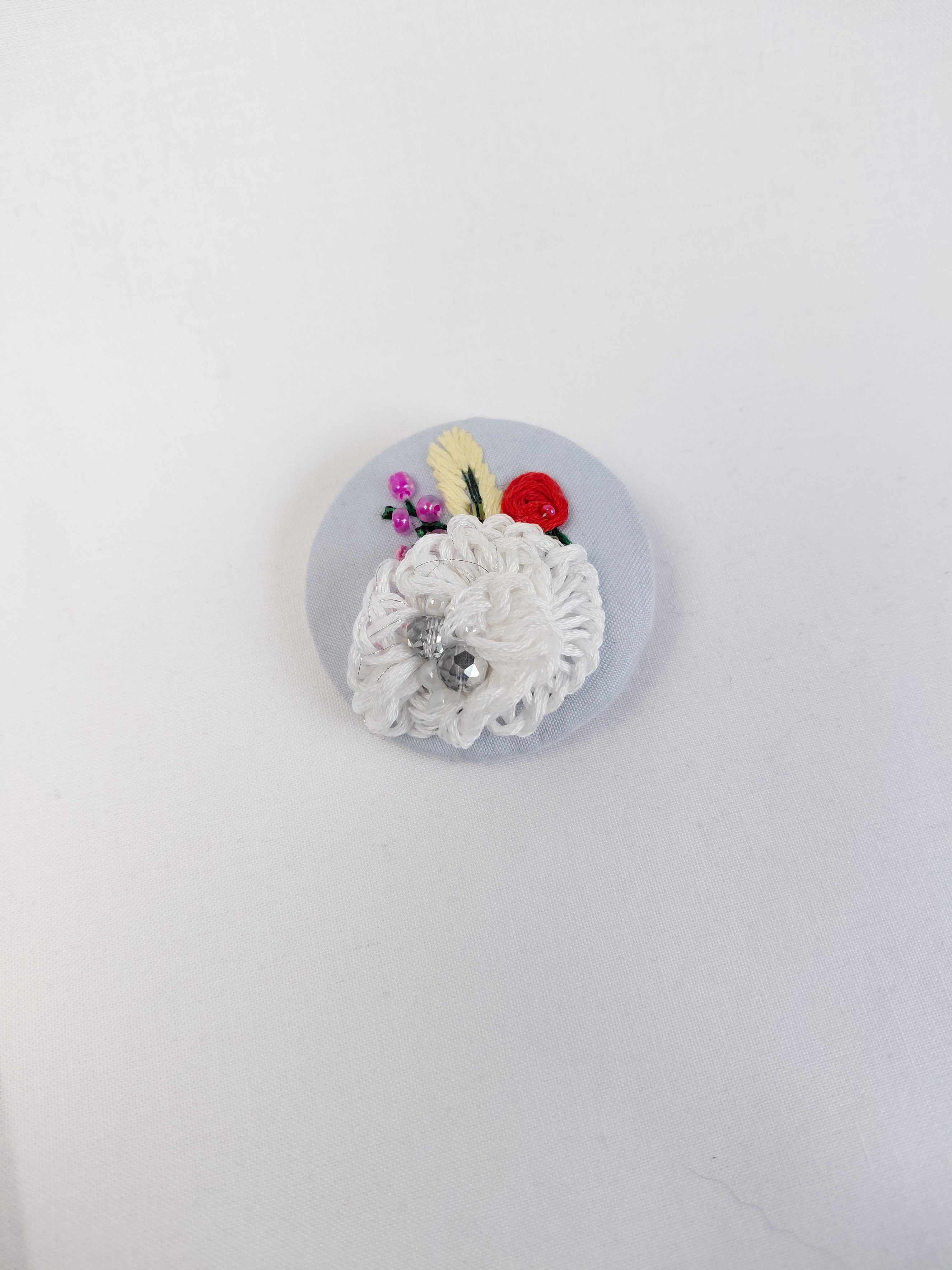 white flower brooch 005- Handcrafted Statement Jewelry