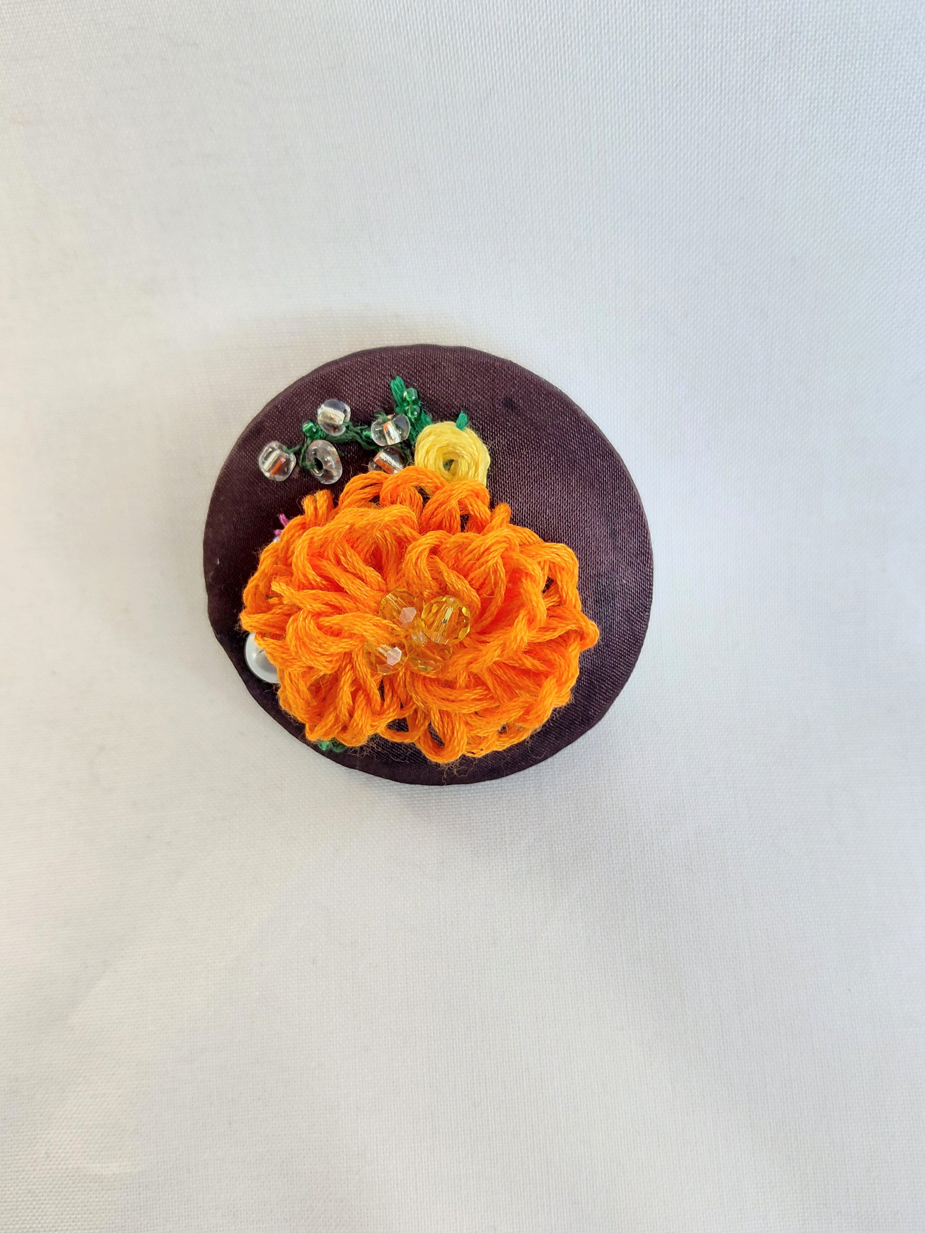 orange flower brooch 021