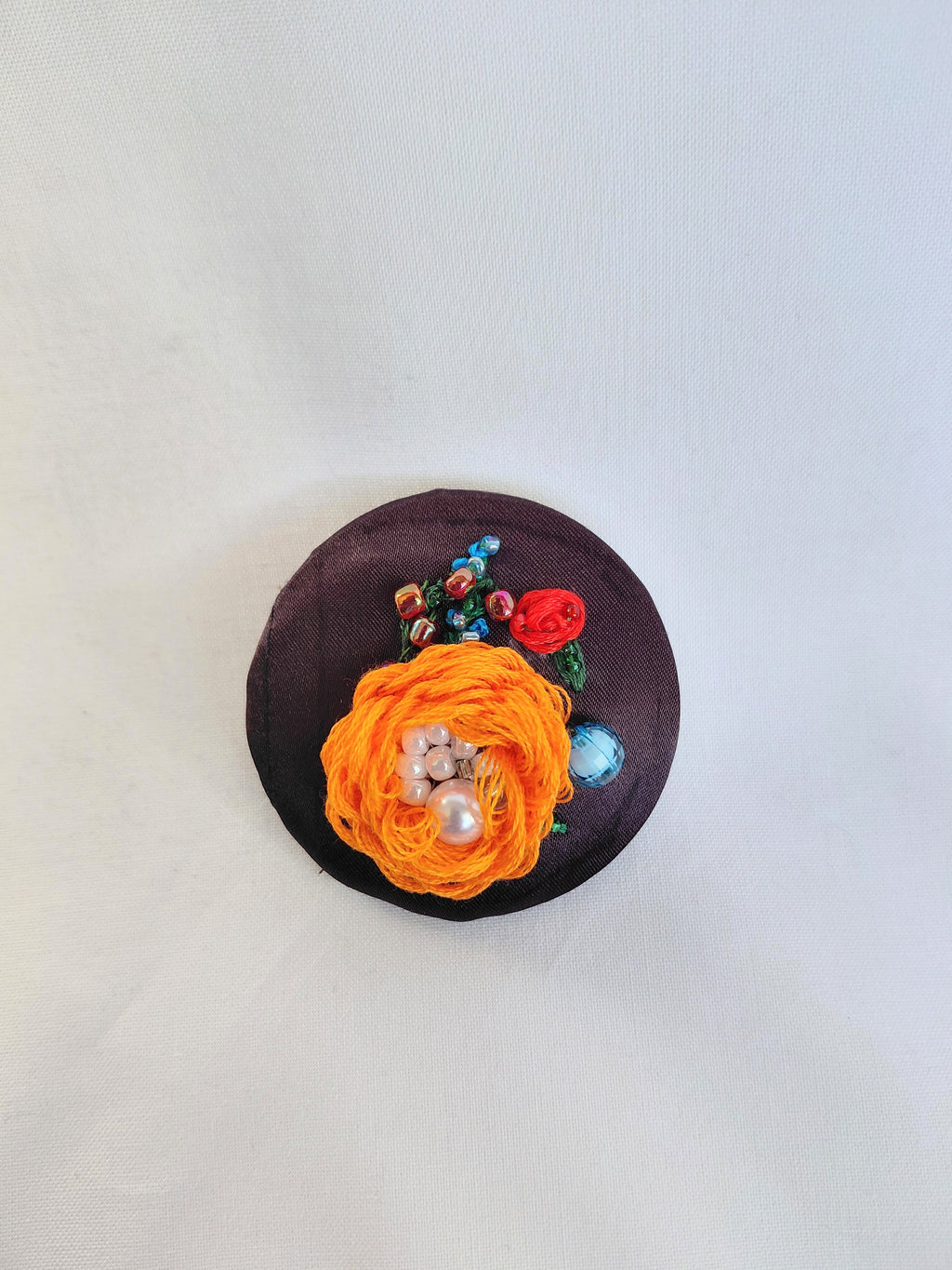 orange flower brooch 022