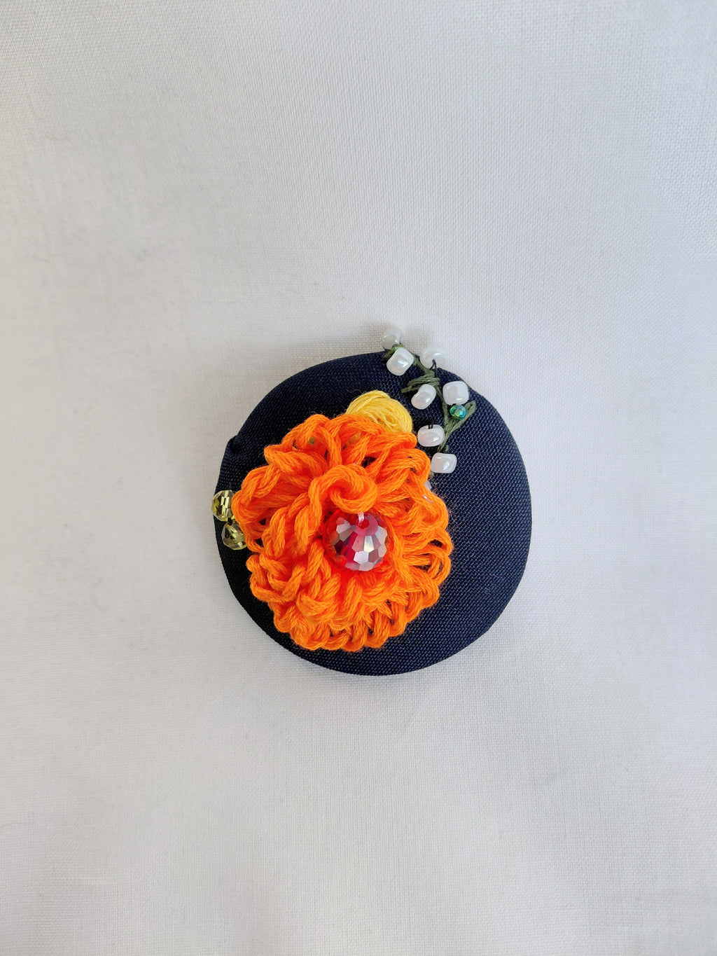 orange Flower Brooch 026- Handcrafted Statement Jewelry