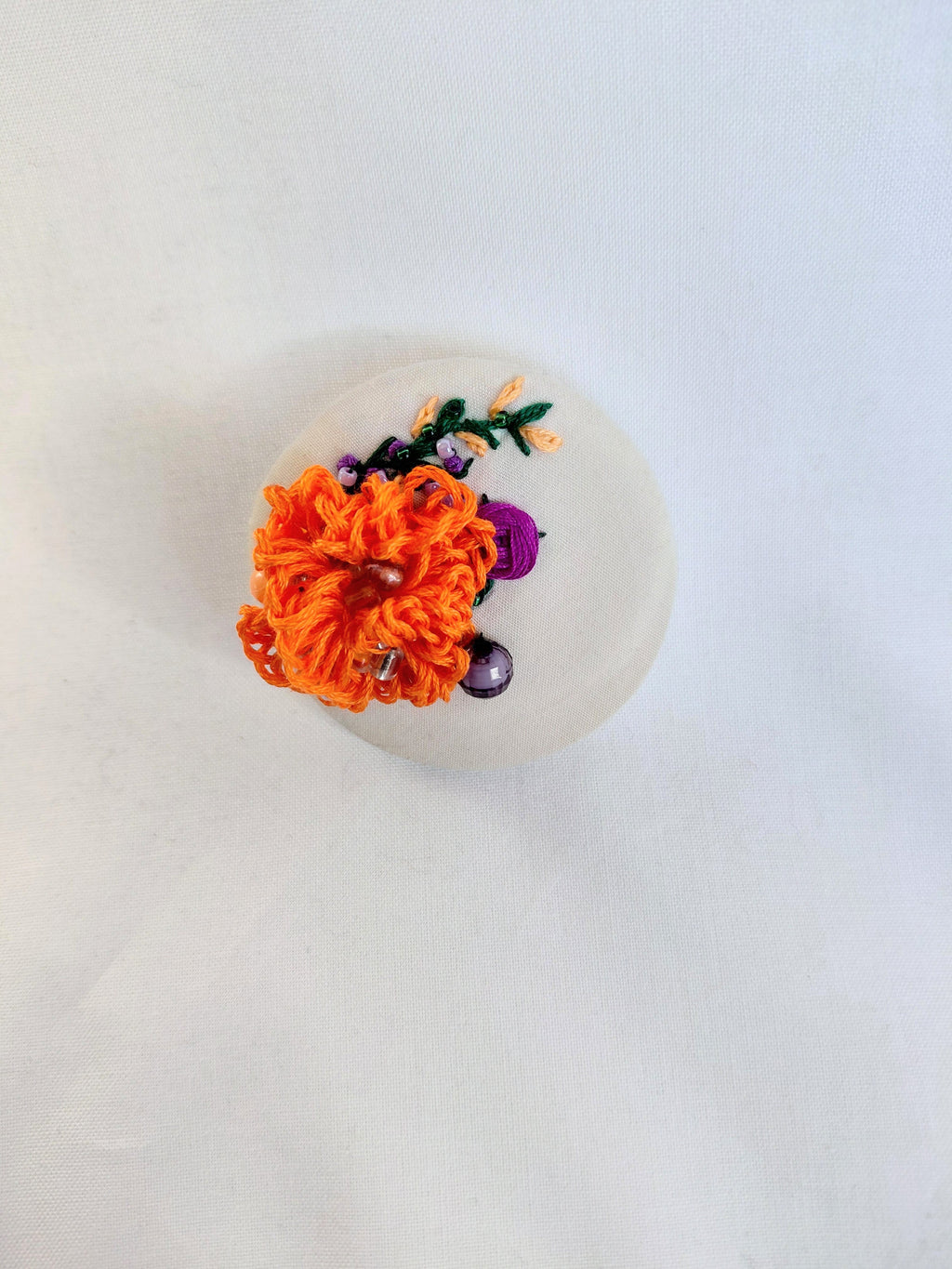 orange Flower Brooch 029- Handcrafted Statement Jewelry