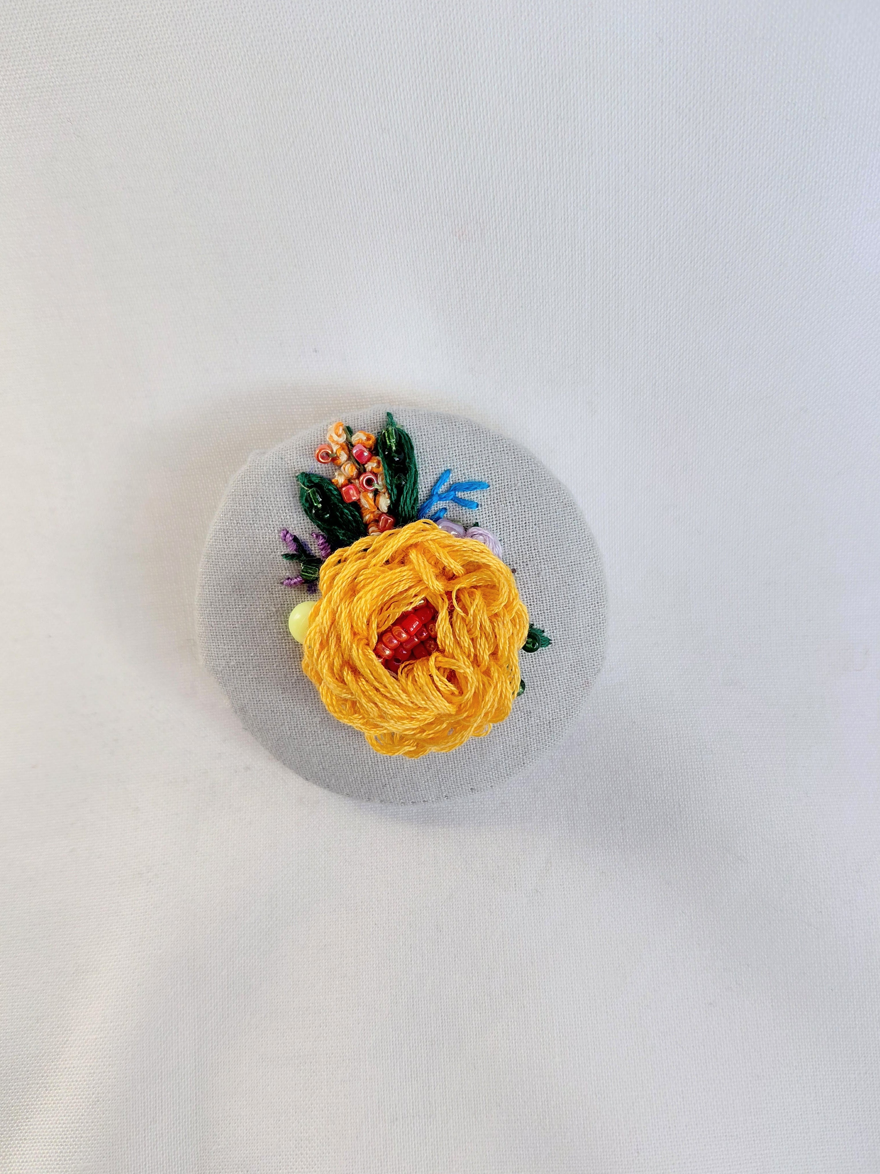orange Flower Brooch 030- Handcrafted Statement Jewelry