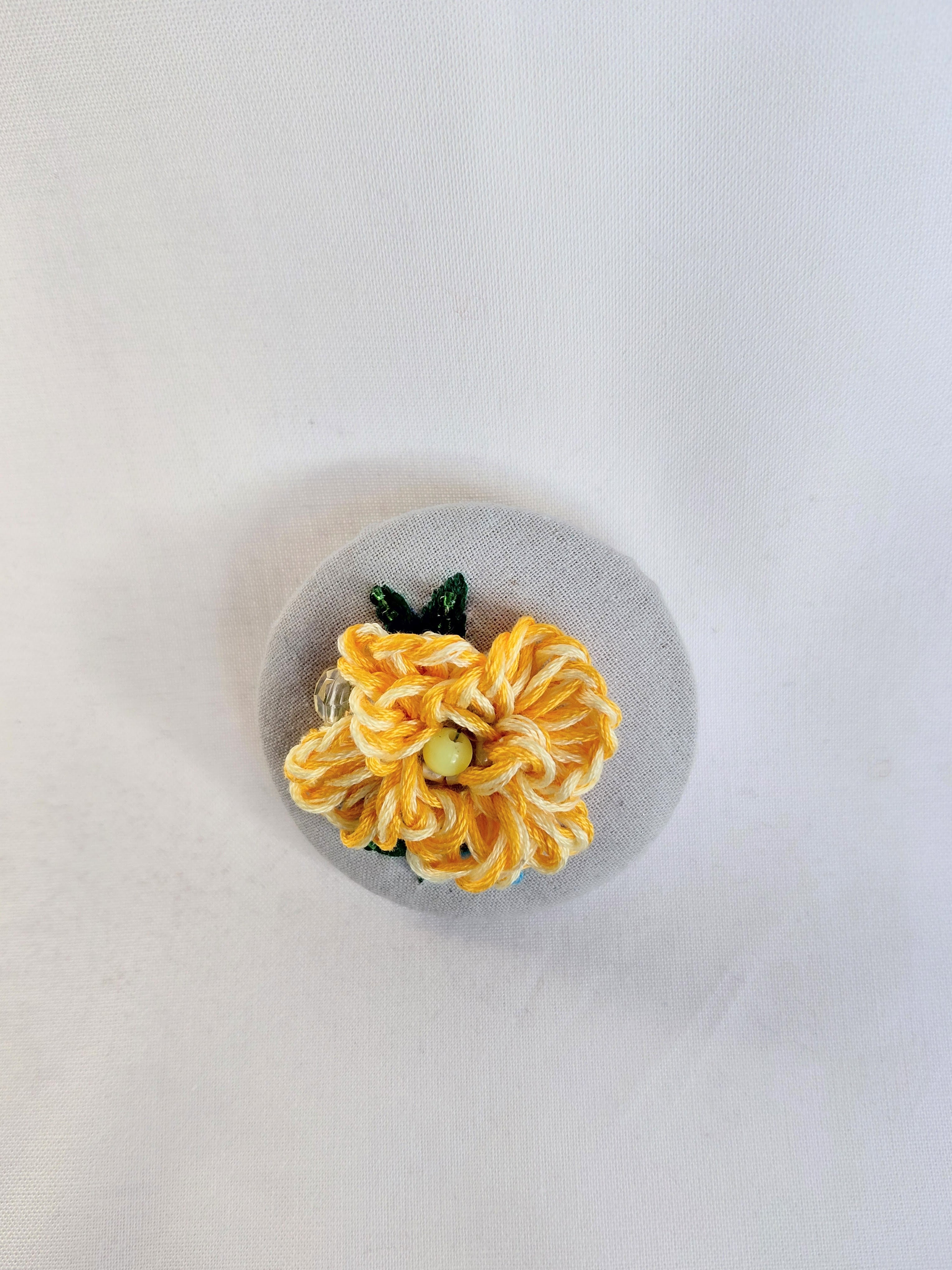 orange Flower Brooch 032- Handcrafted Statement Jewelry