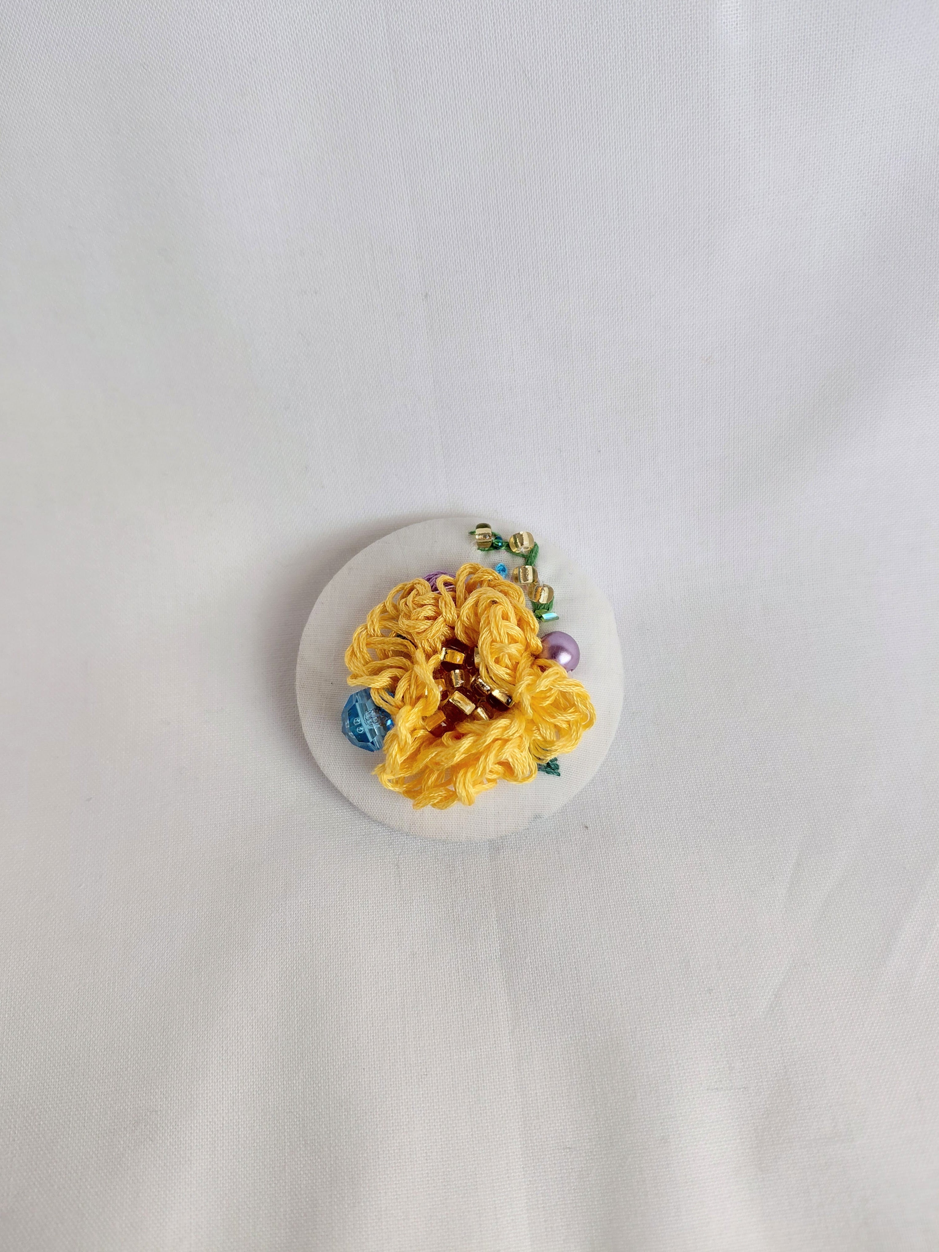 orange Flower Brooch 033- Handcrafted Statement Jewelry