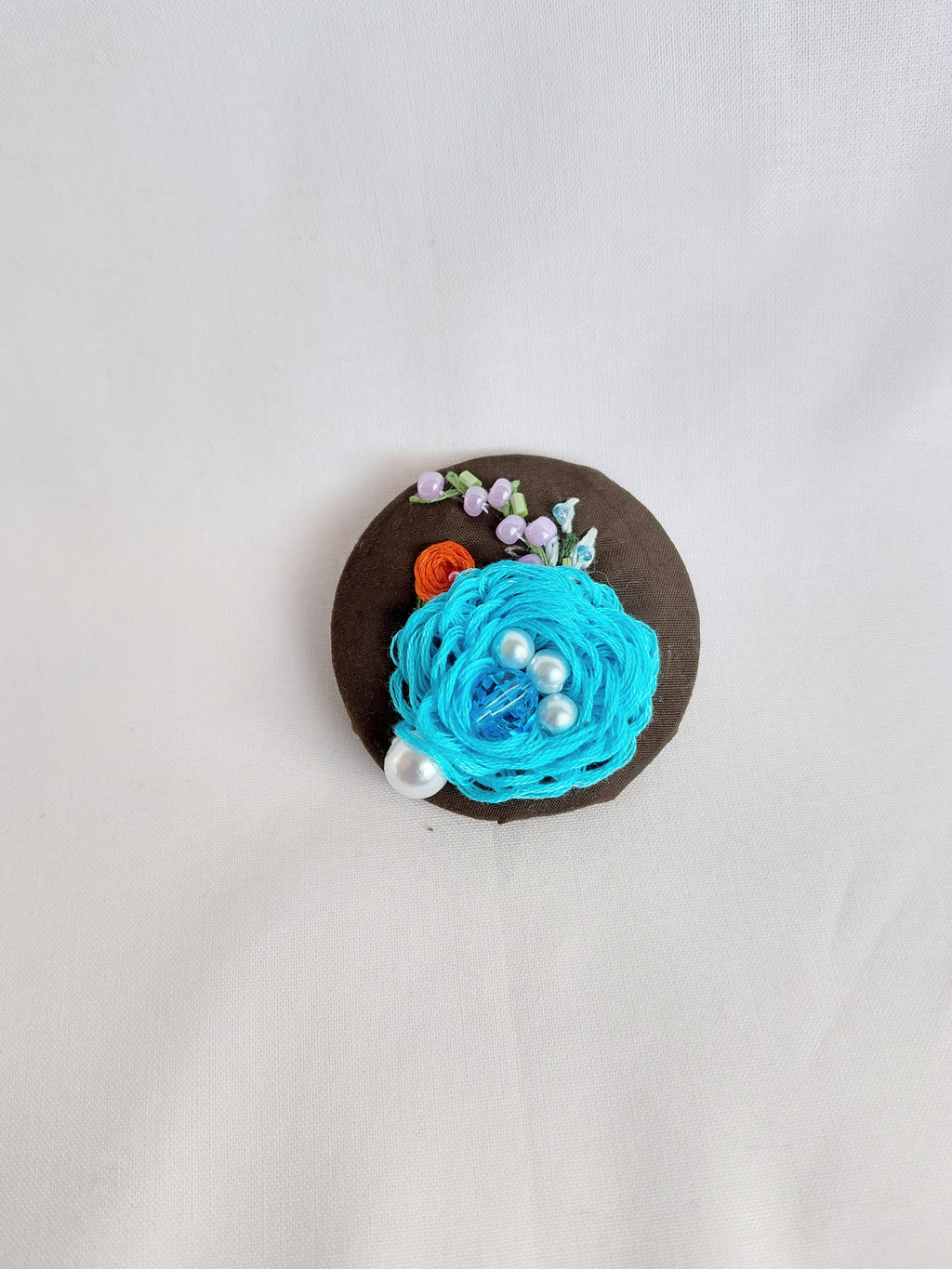 turquoise flower brooch 020- Handcrafted Statement Jewelry