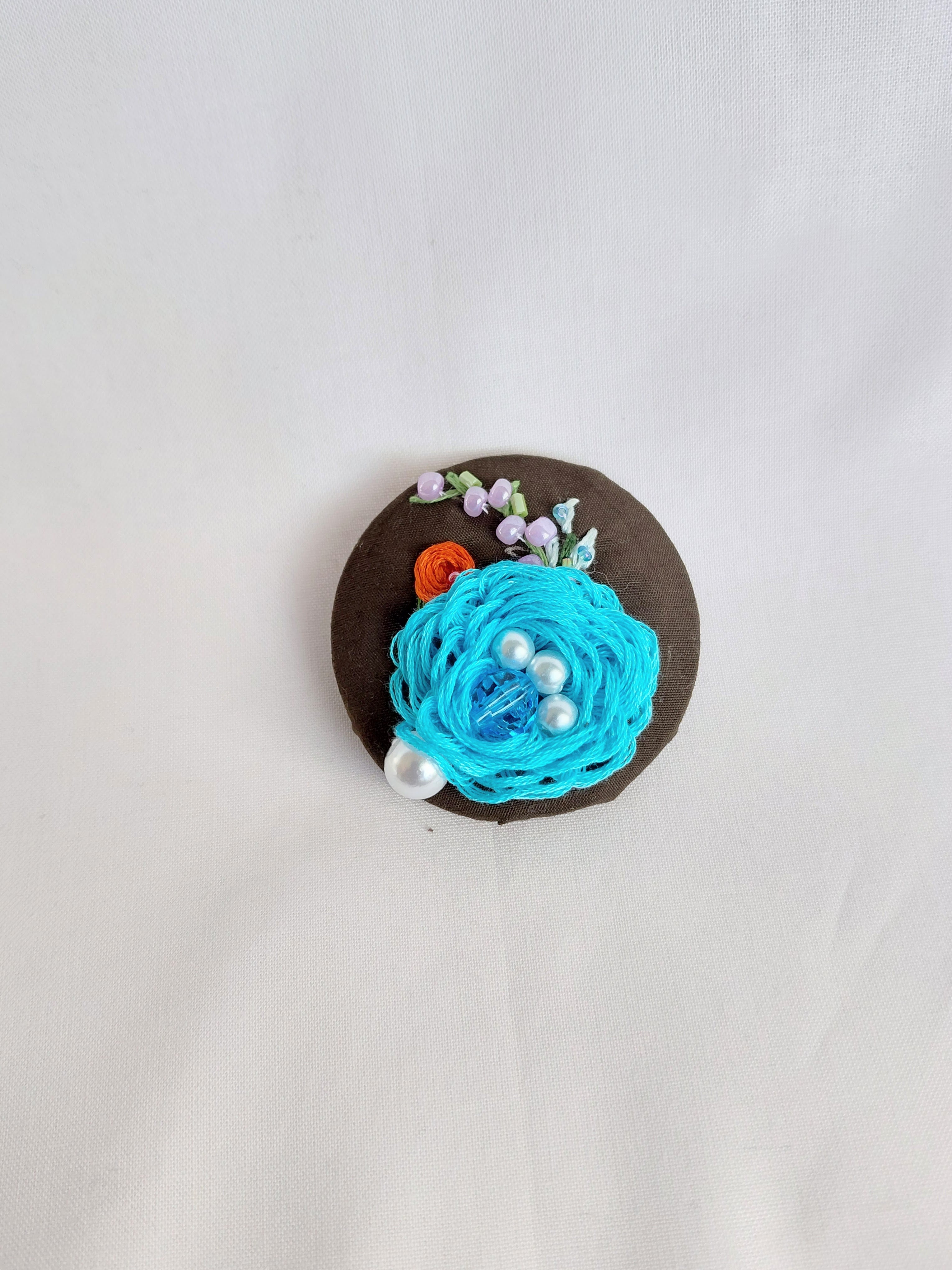 turquoise flower brooch 020- Handcrafted Statement Jewelry