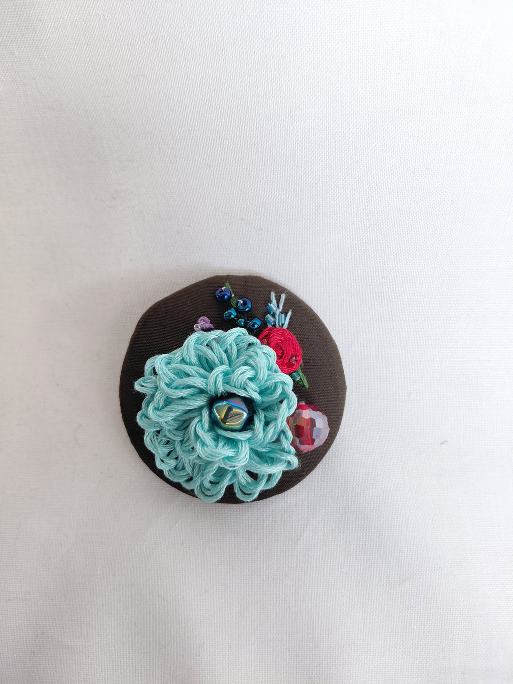 turquoise flower brooch 021- Handcrafted Statement Jewelry