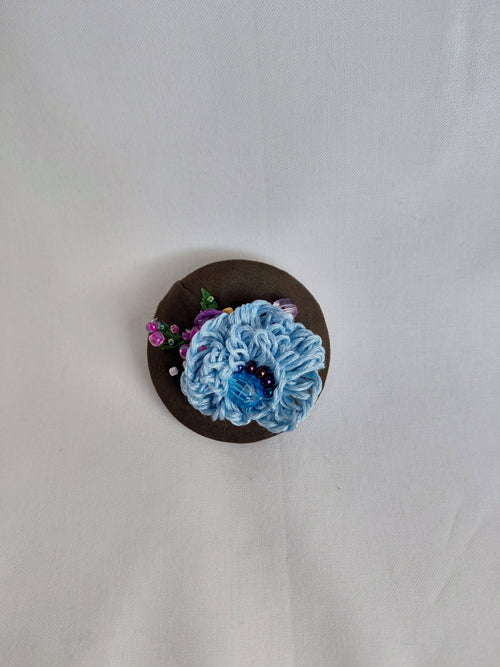 blue flower brooch 039- Handcrafted Statement Jewelry
