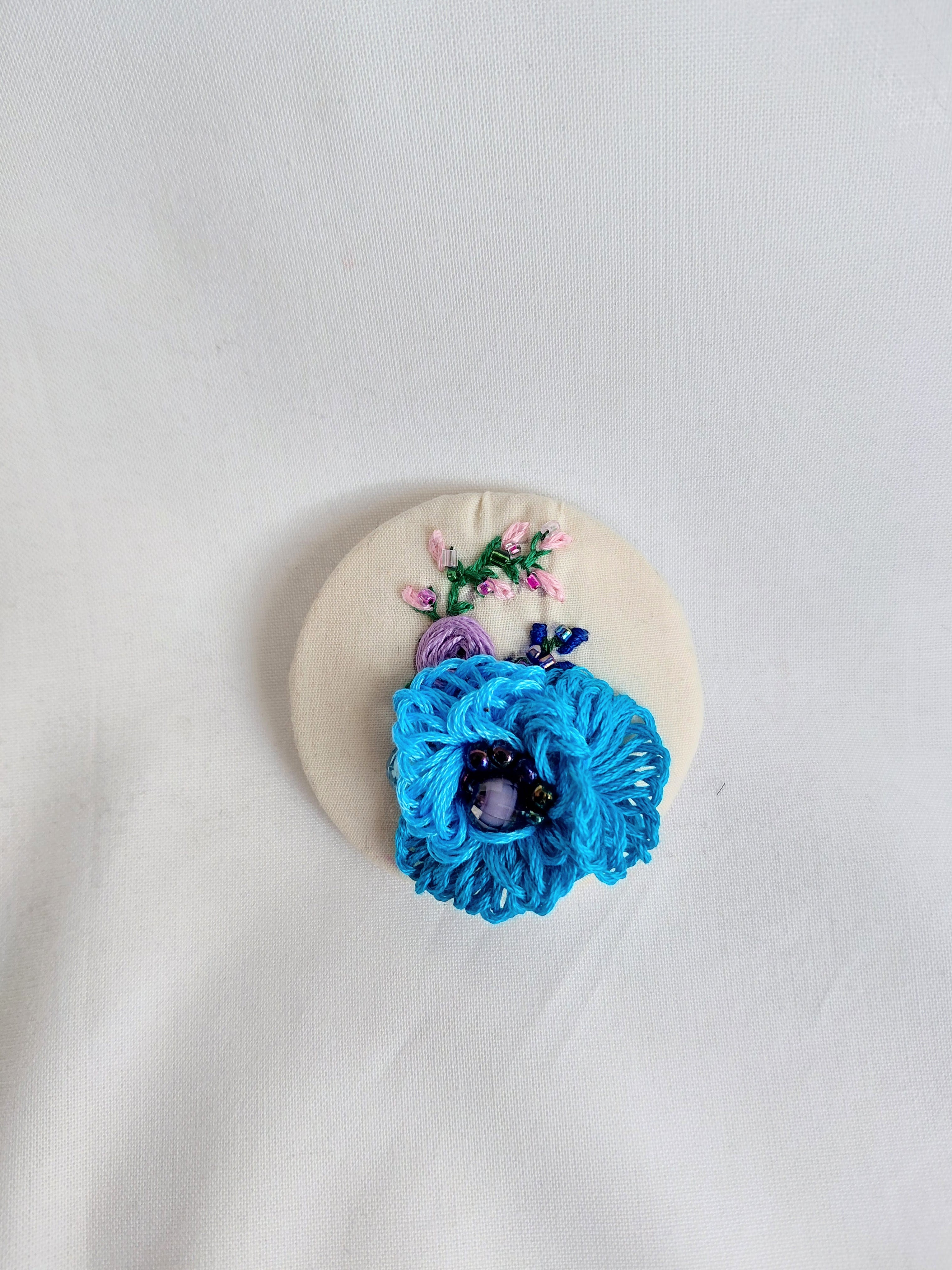 turquoise flower brooch 022- Handcrafted Statement Jewelry
