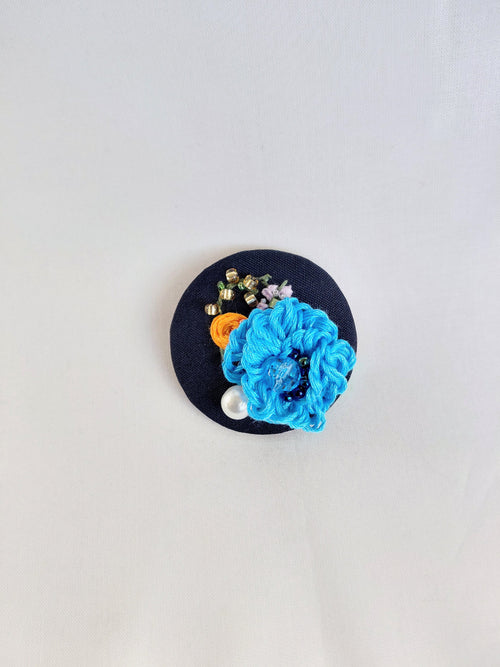 blue flower brooch 041- Handcrafted Statement Jewelry
