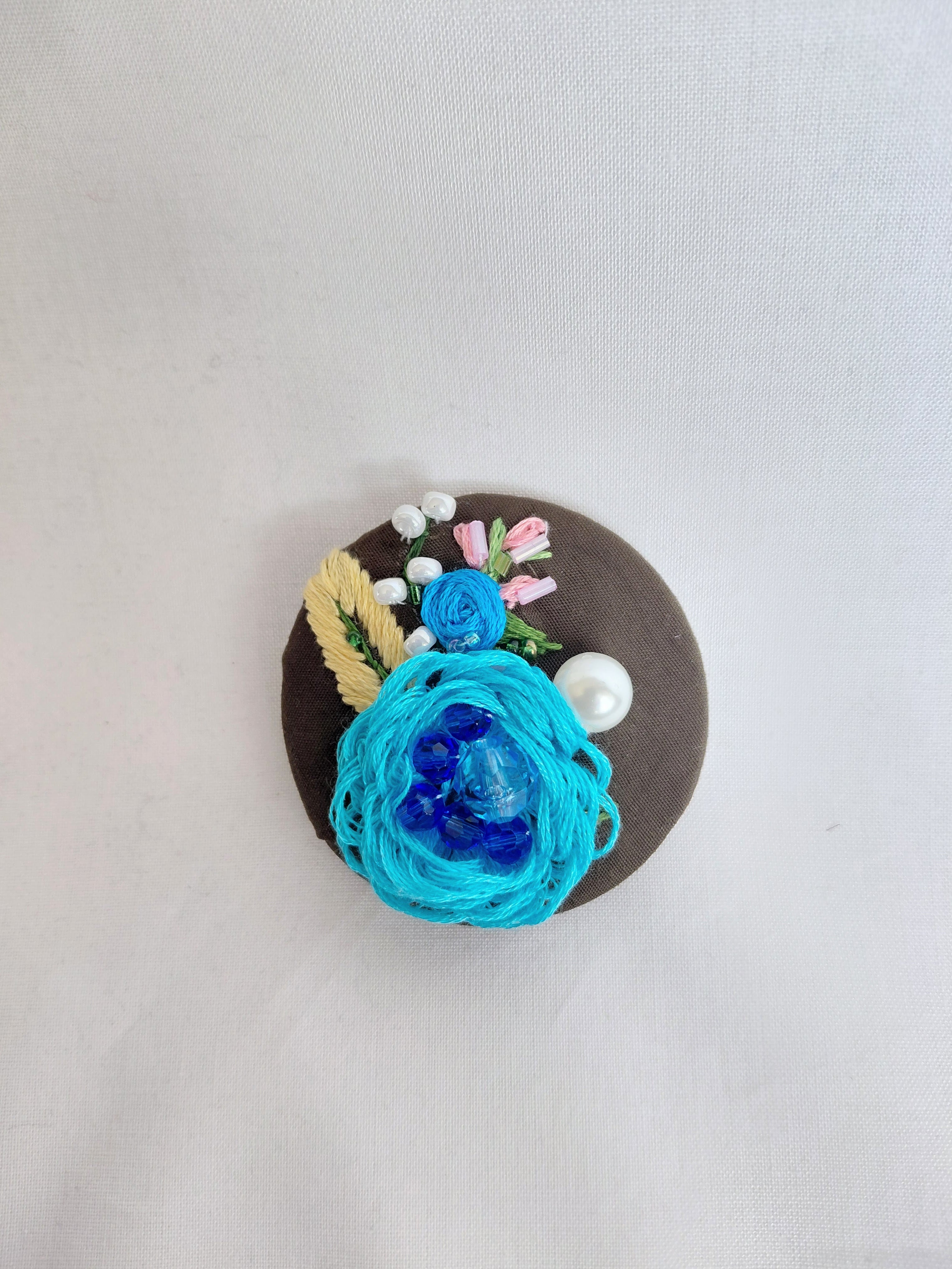 turquoise flower brooch 023- Handcrafted Statement Jewelry