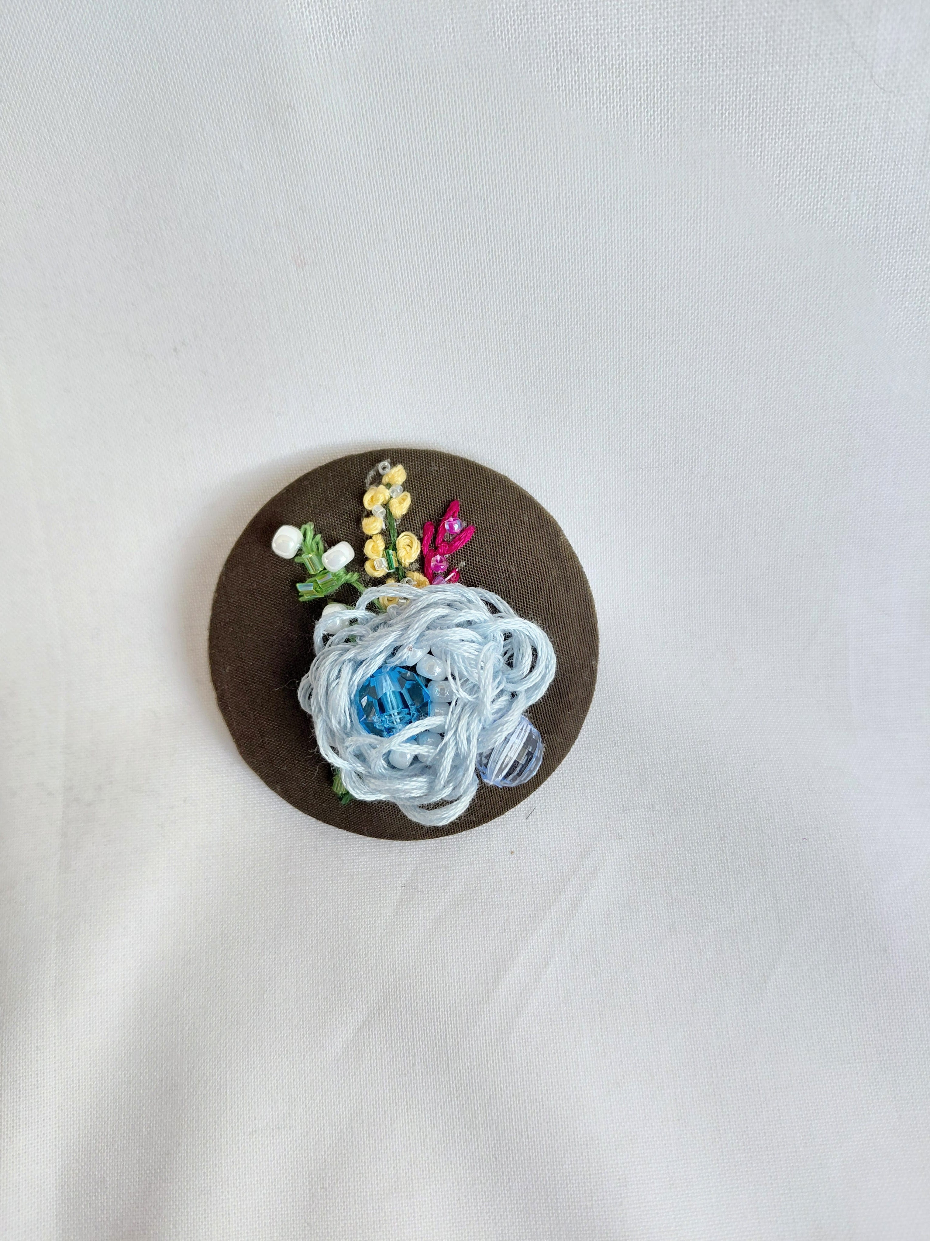 blue flower brooch 083- Handcrafted Statement Jewelry