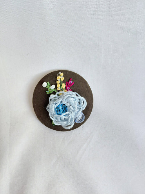 blue flower brooch 083- Handcrafted Statement Jewelry