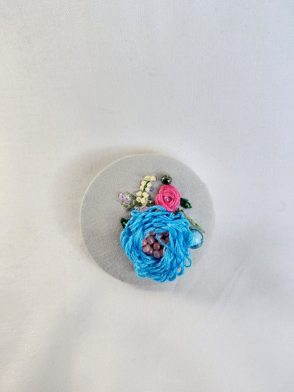 blue flower brooch 084- Handcrafted Statement Jewelry