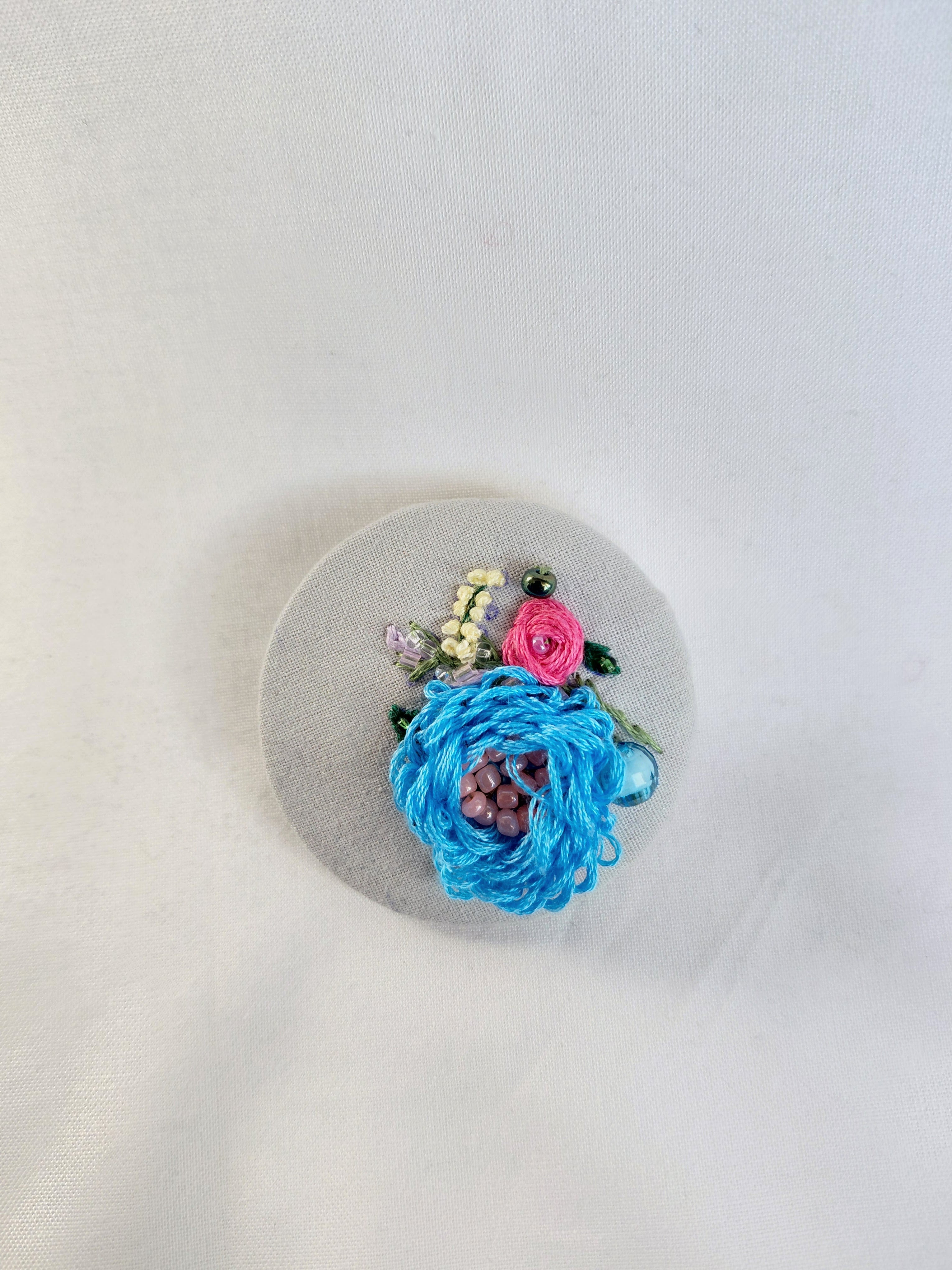 blue flower brooch 084- Handcrafted Statement Jewelry