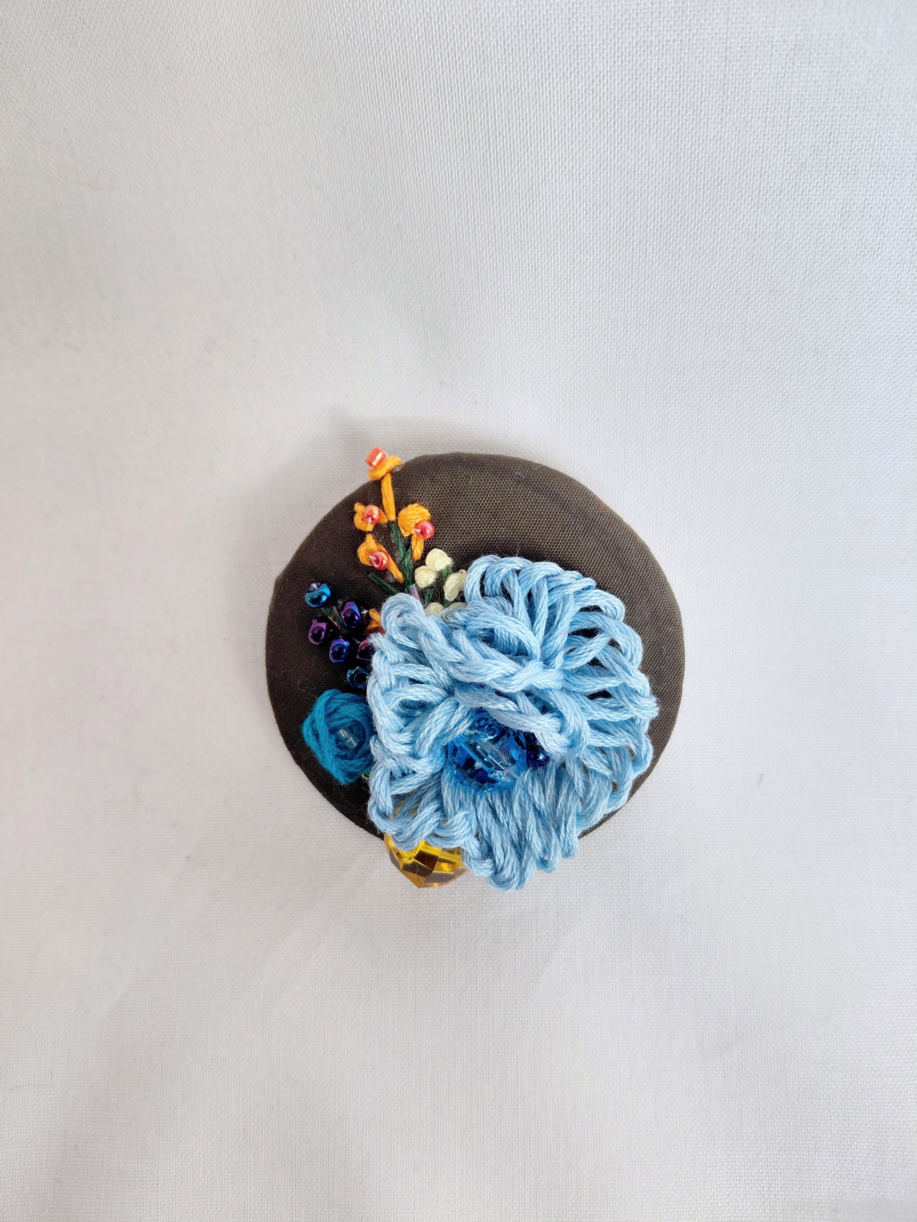 blue flower brooch 085- Handcrafted Statement Jewelry