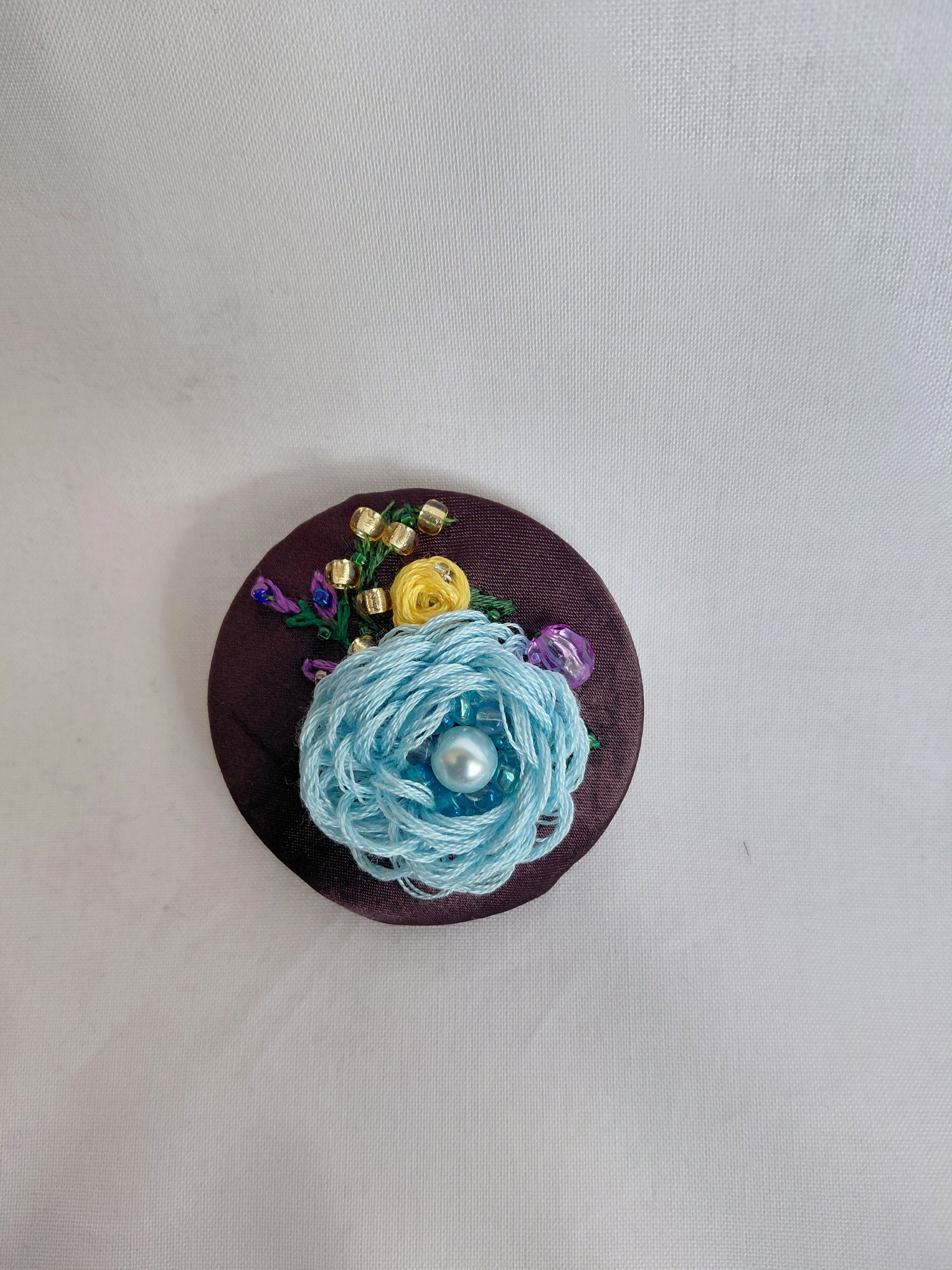 blue flower brooch 086- Handcrafted Statement Jewelry
