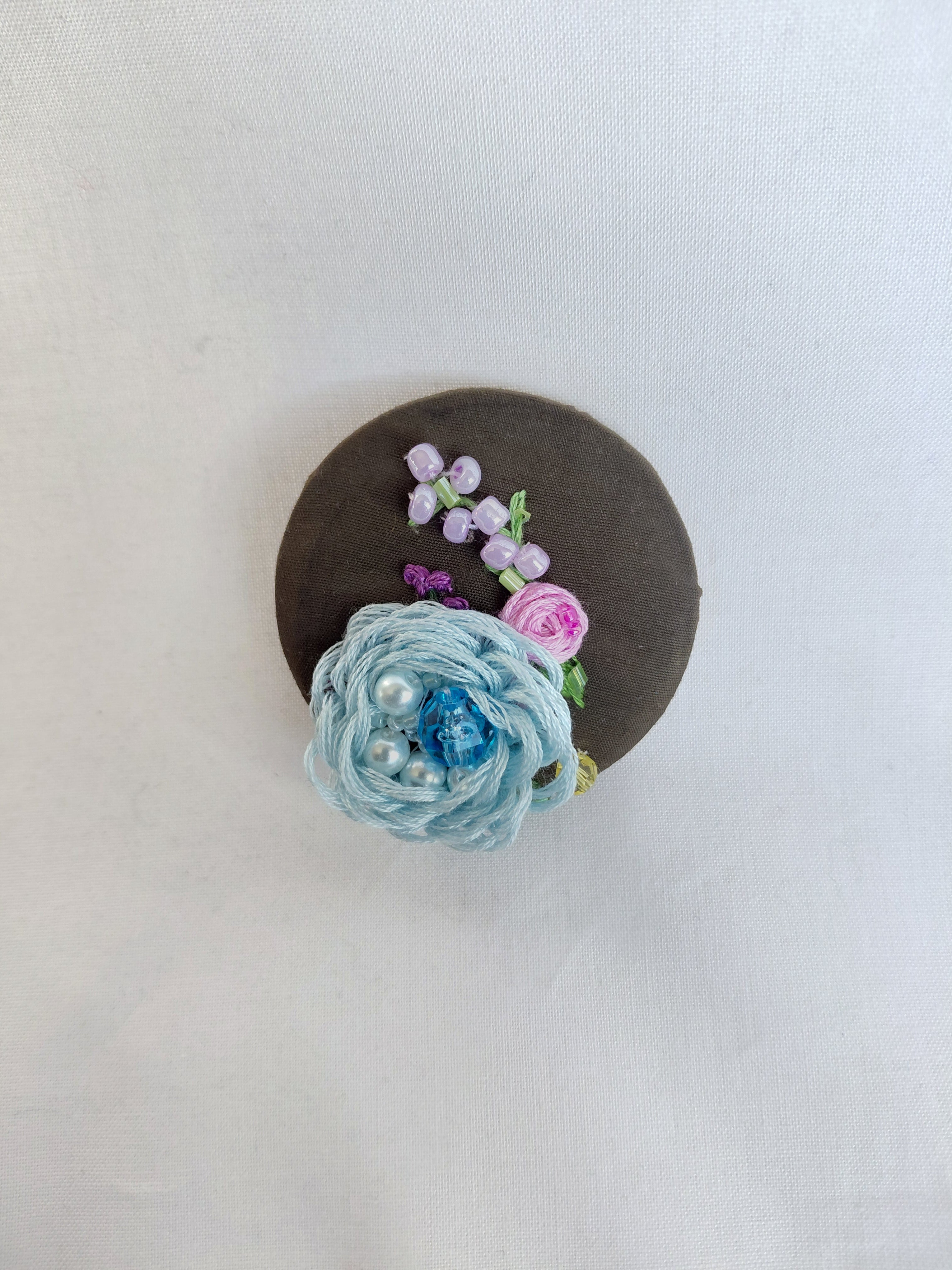 blue flower brooch 088- Handcrafted Statement Jewelry