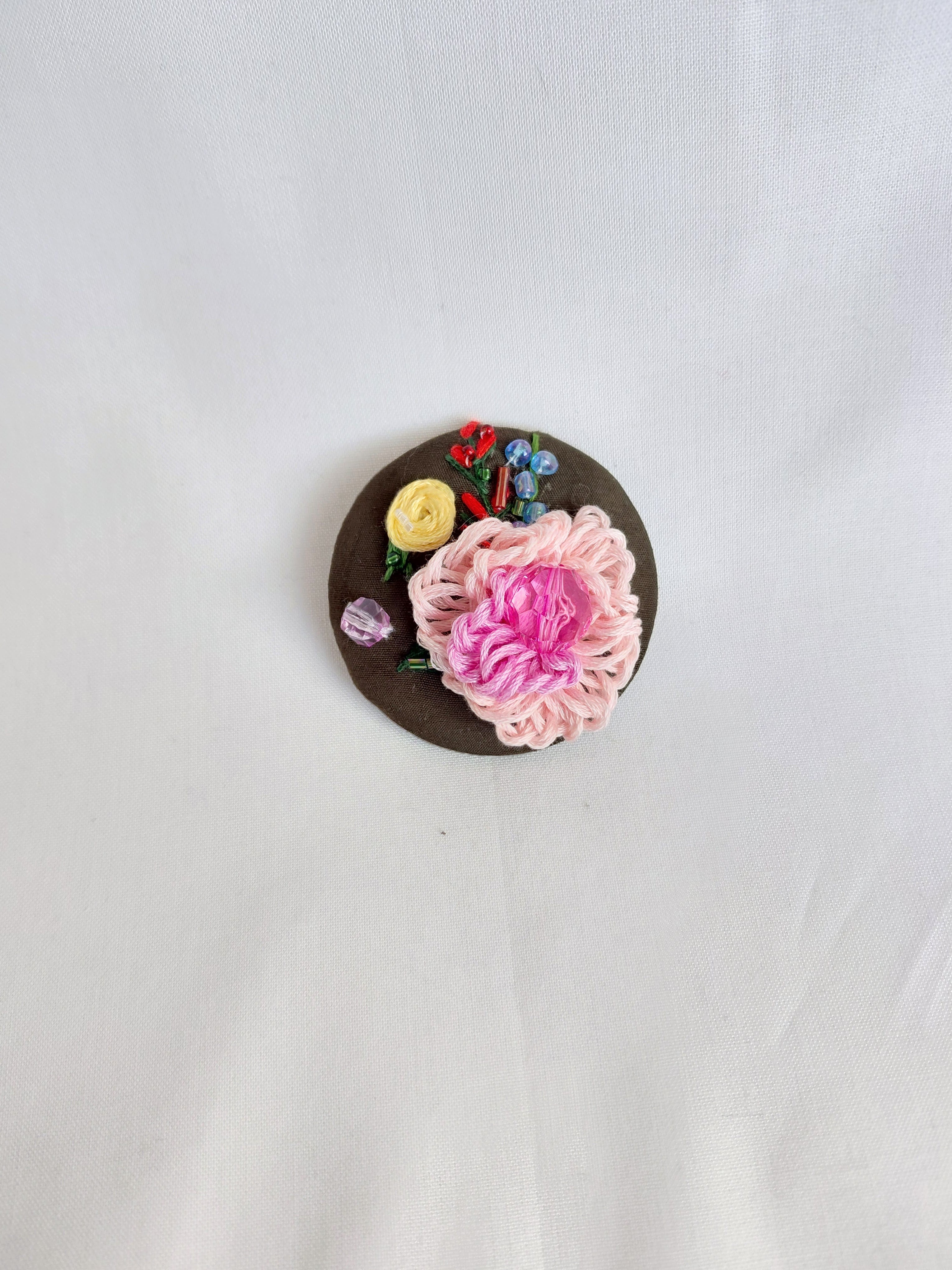 pink flower brooch 032- Handcrafted Statement Jewelry