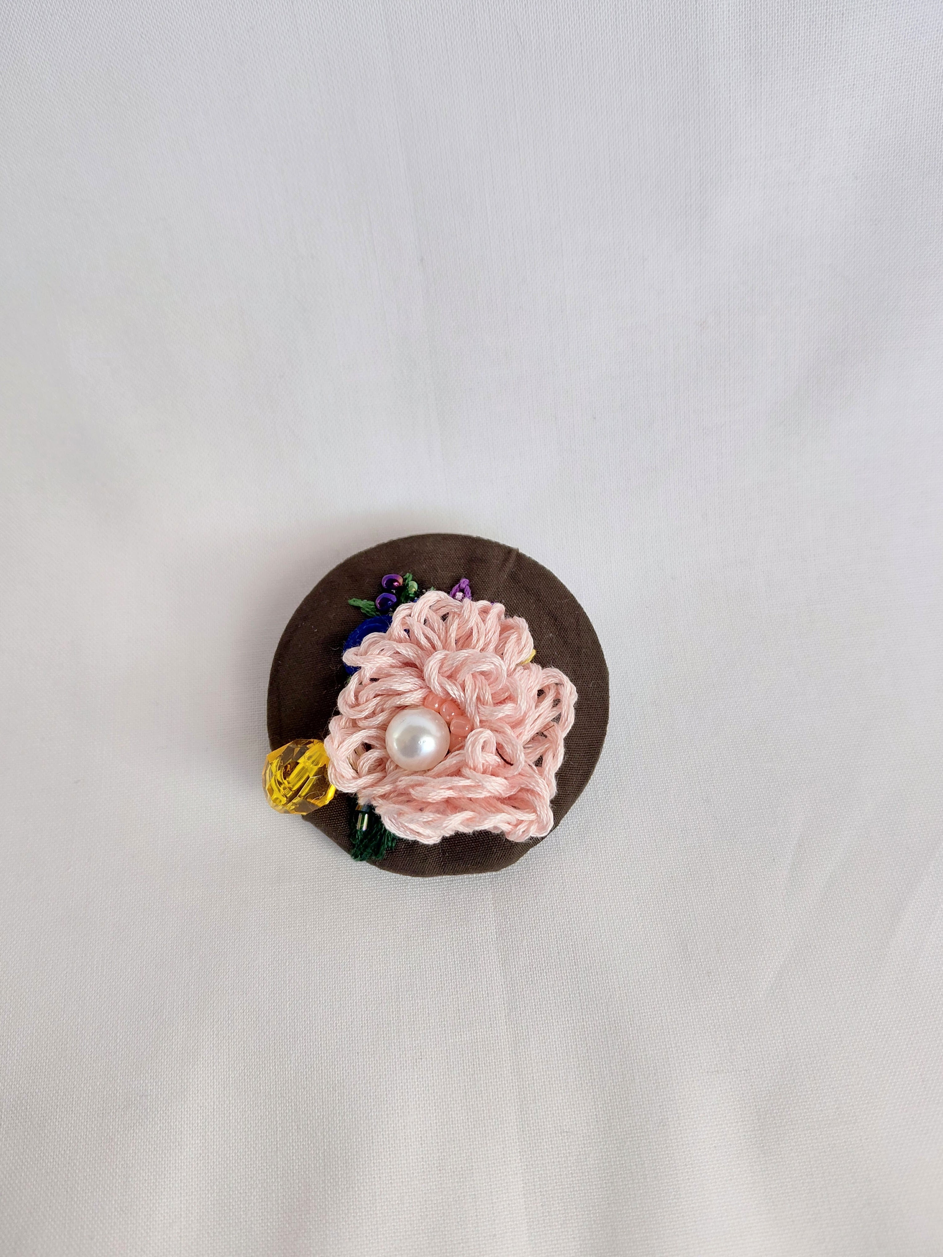 pink flower brooch 033- Handcrafted Statement Jewelry