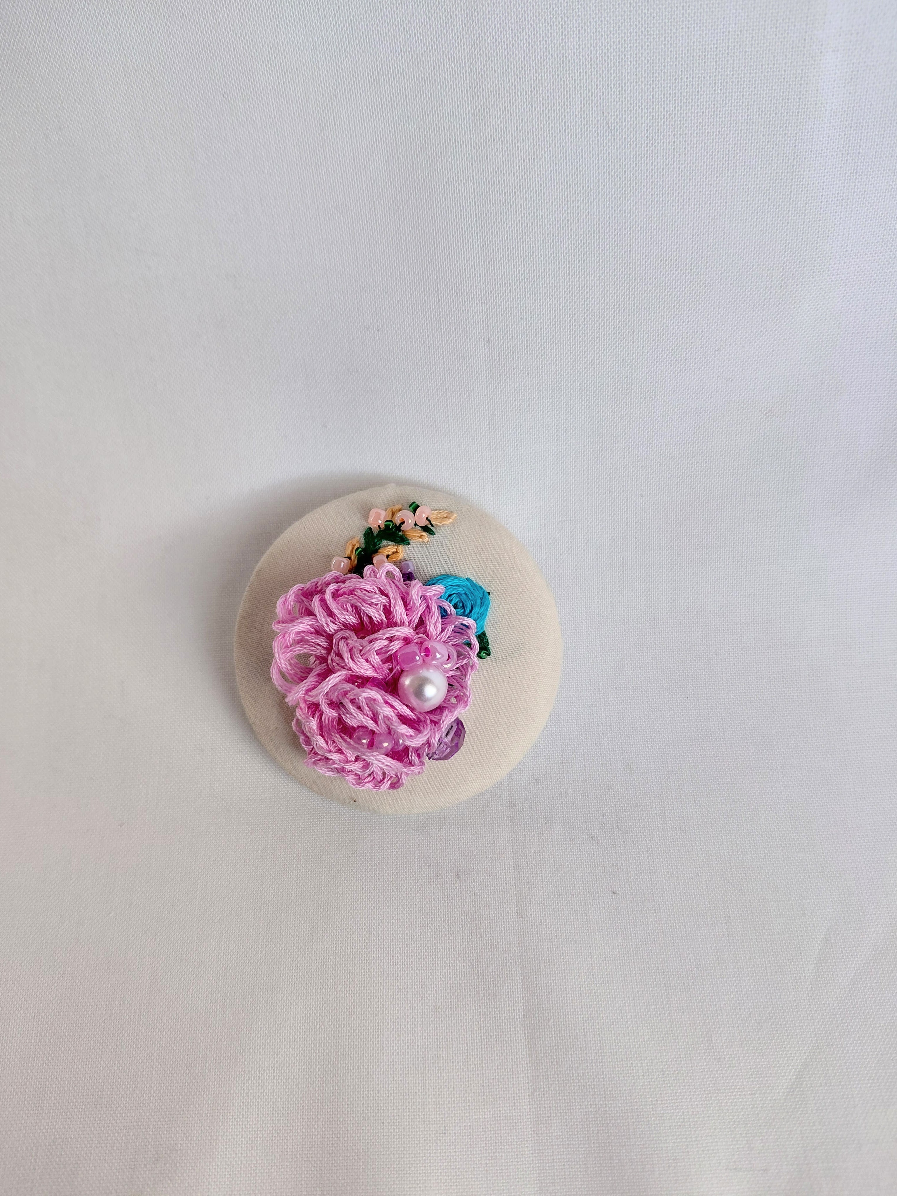 pink flower brooch 034- Handcrafted Statement Jewelry