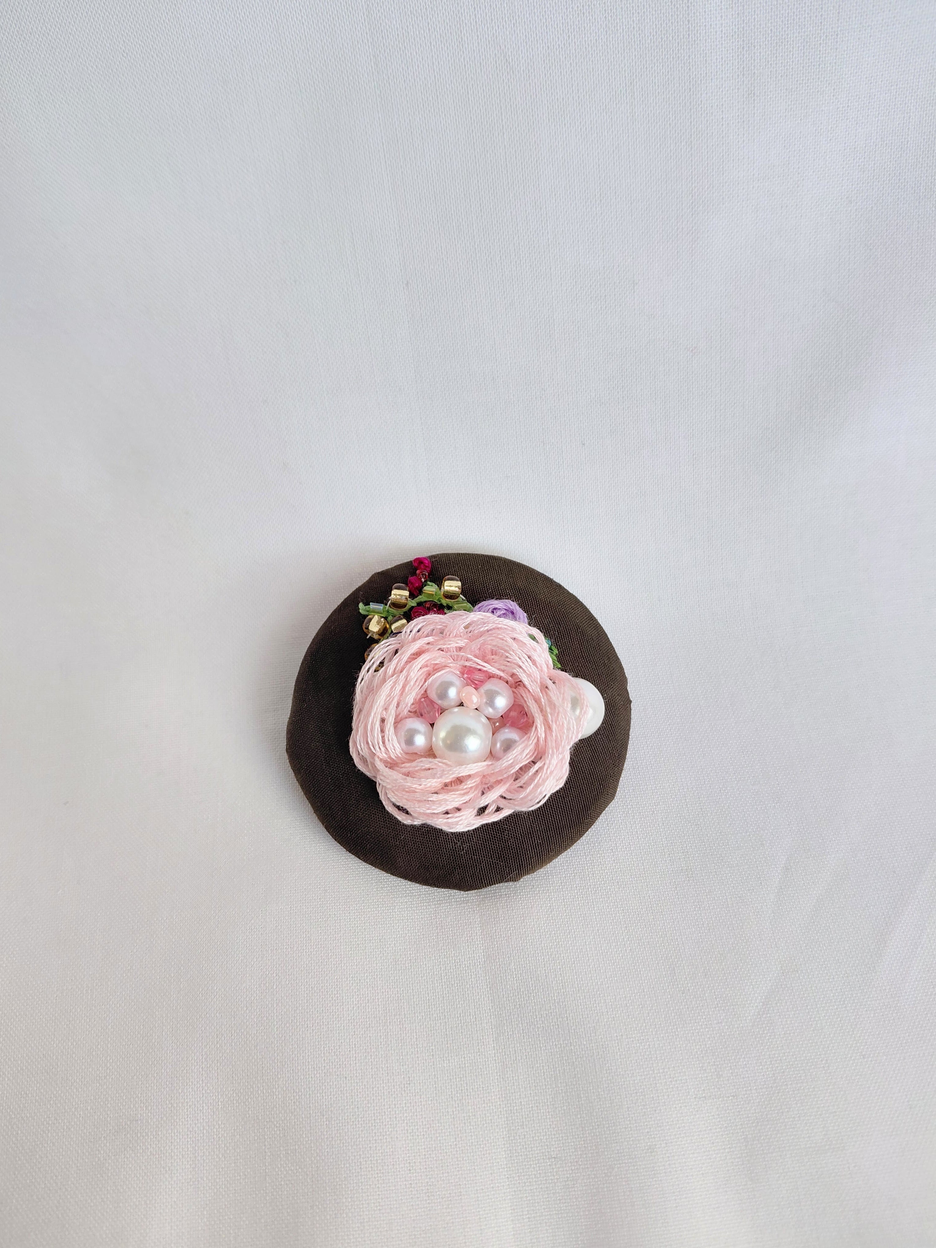 pink flower brooch 034