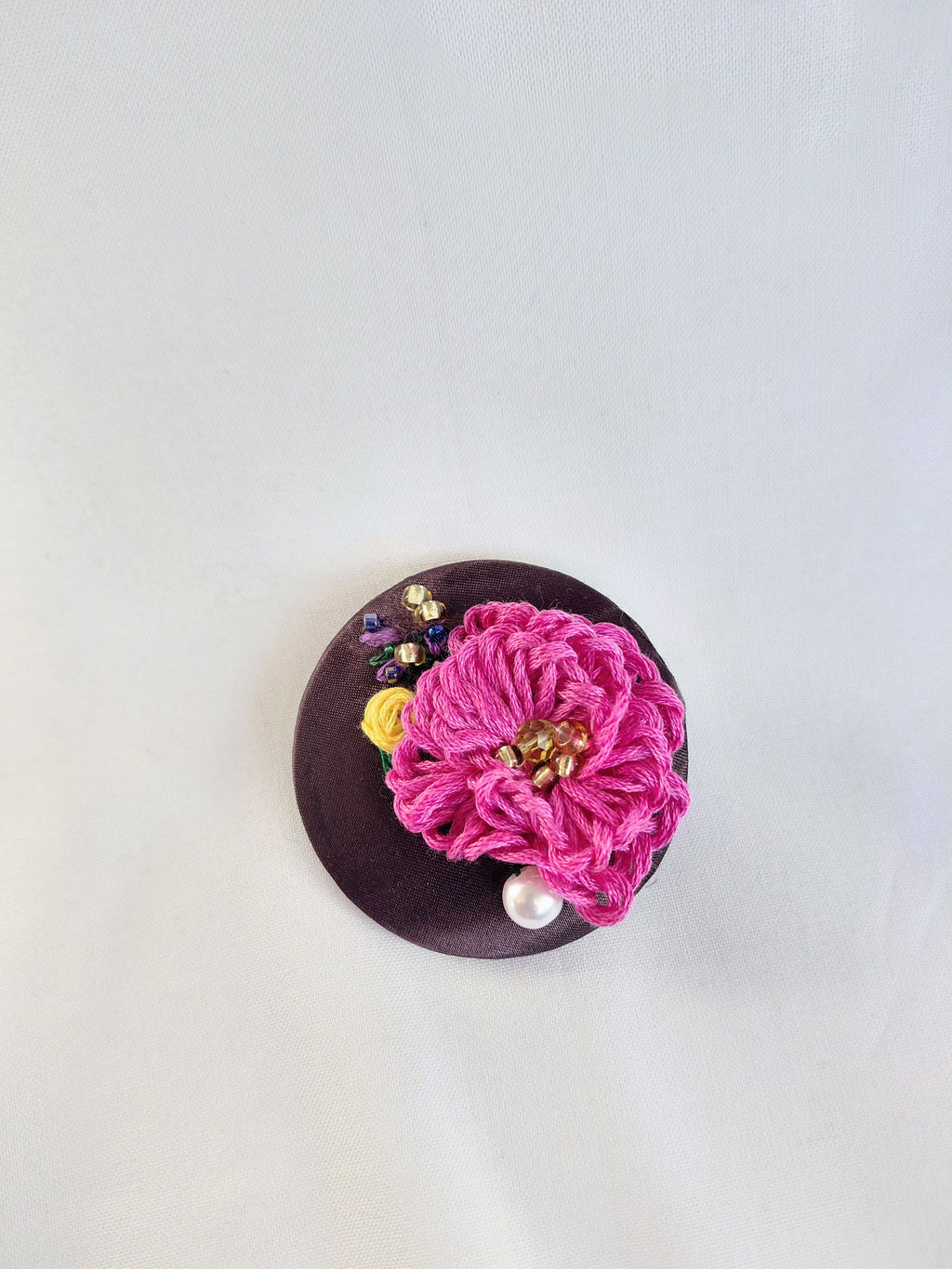 fuschia flower brooch 016