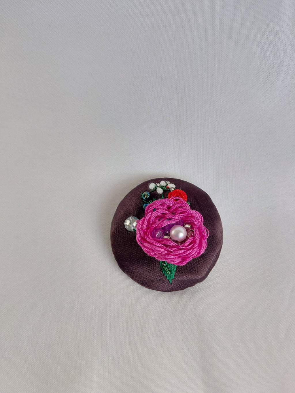 fuschia flower brooch 019