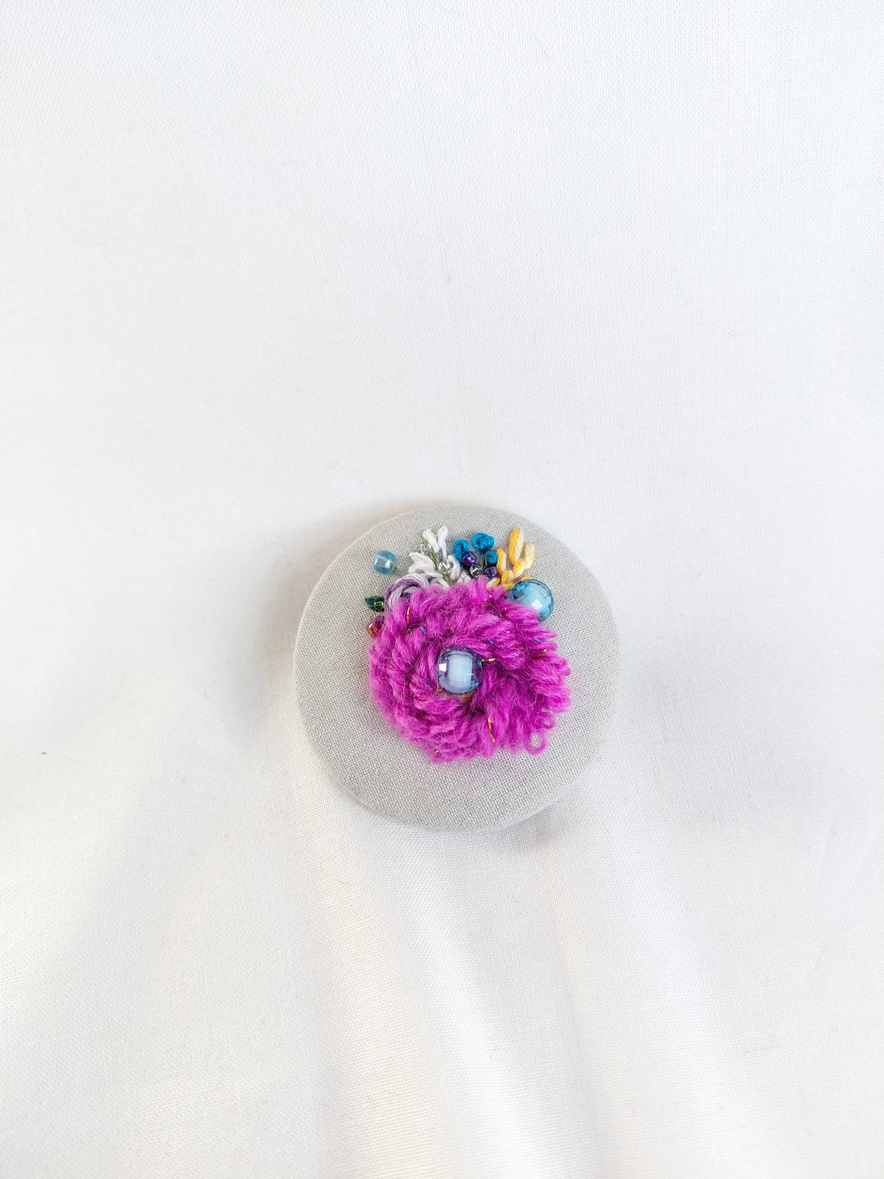 fuschia flower brooch 021- Handcrafted Statement Jewelry