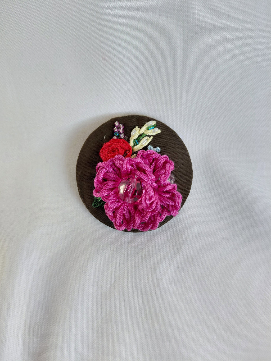 fuschia flower brooch 022- Handcrafted Statement Jewelry