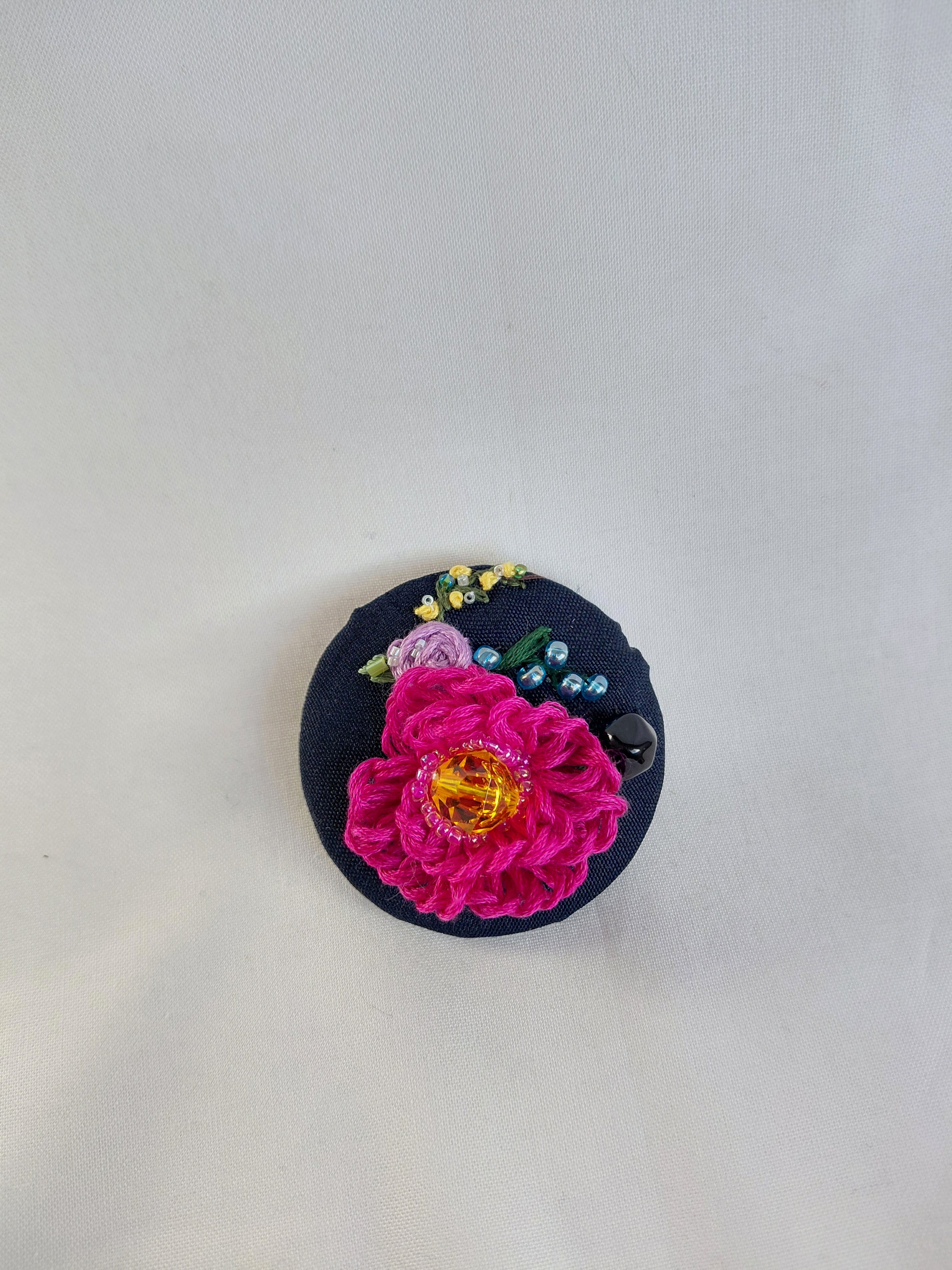 fuschia flower brooch 024- Handcrafted Statement Jewelry