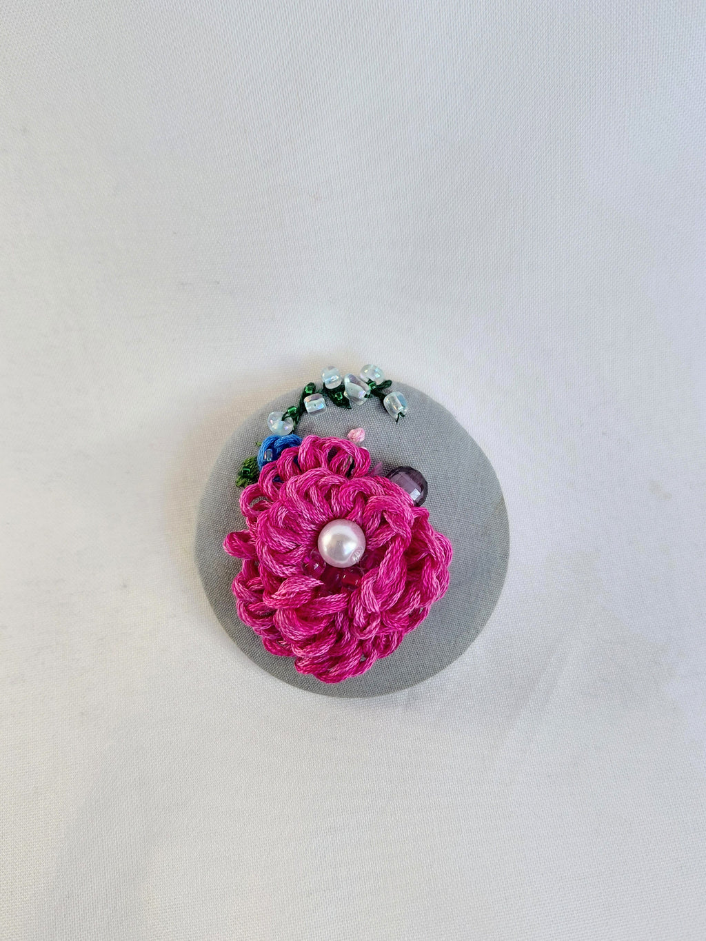 fuschia flower brooch 026- Handcrafted Statement Jewelry