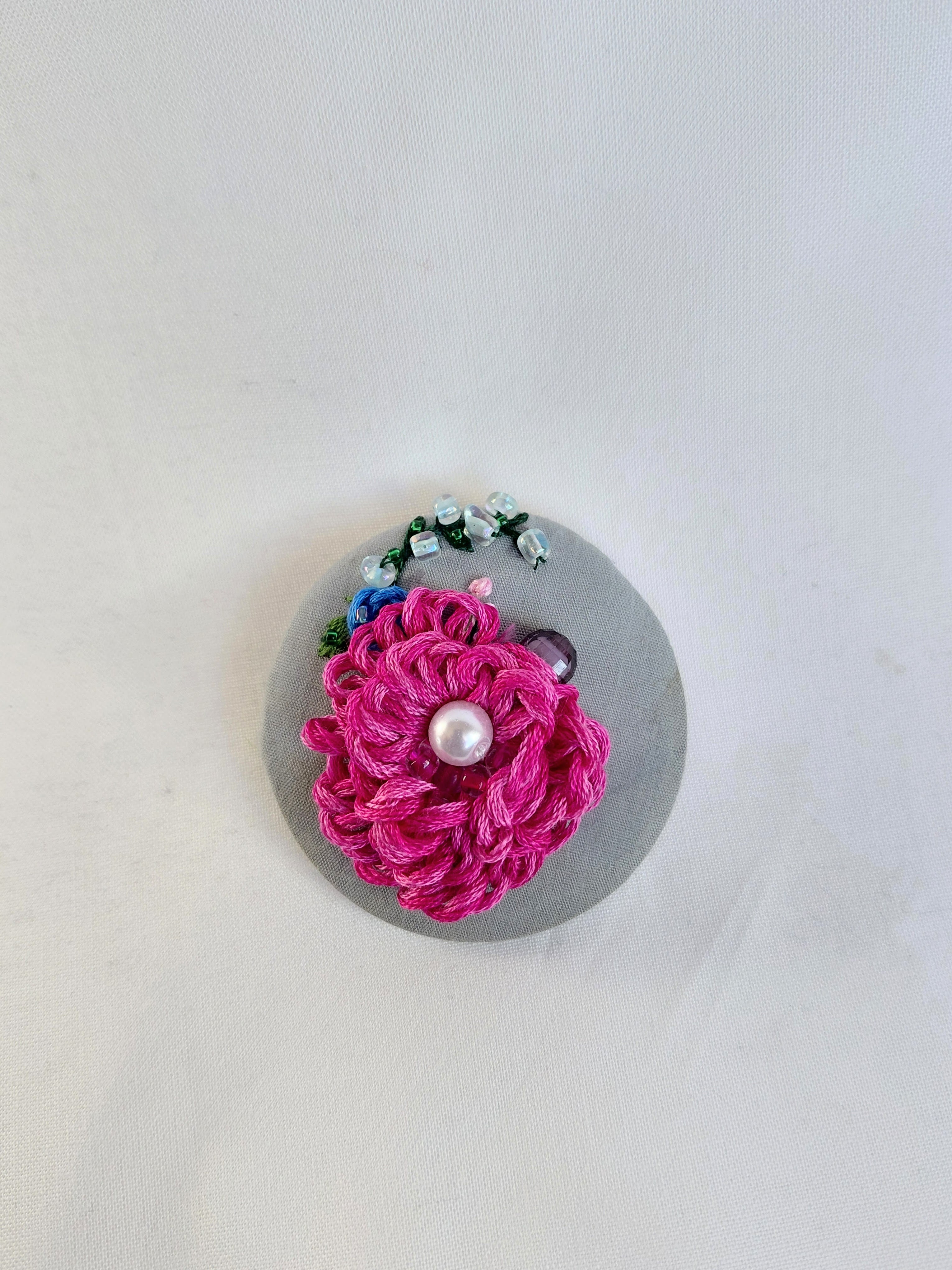 fuschia flower brooch 026- Handcrafted Statement Jewelry