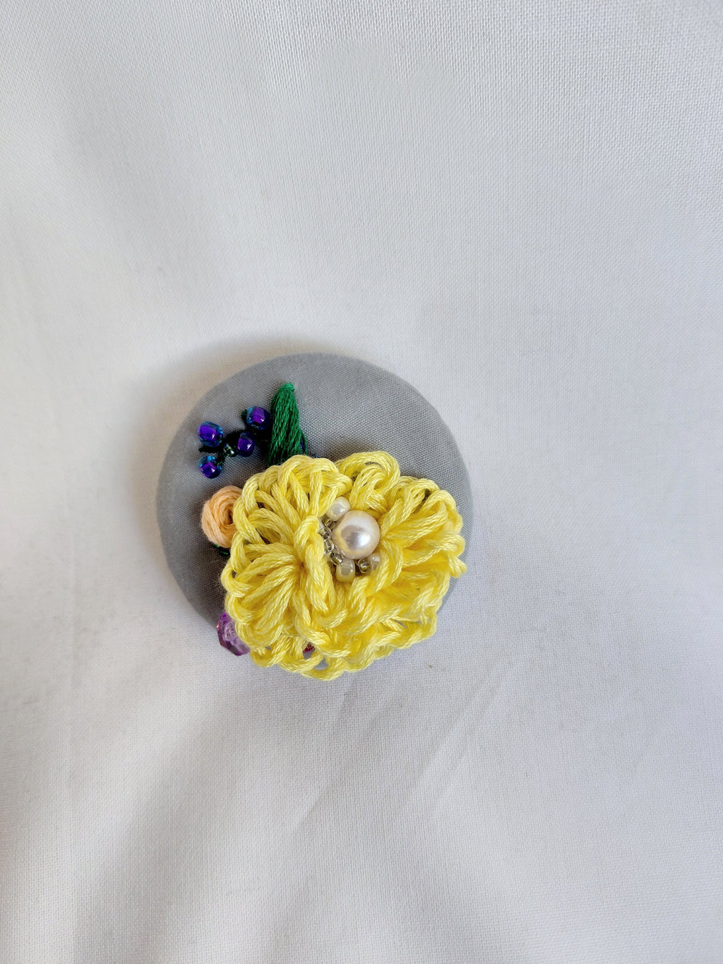 yellow flower brooch 027- Handcrafted Statement Jewelry
