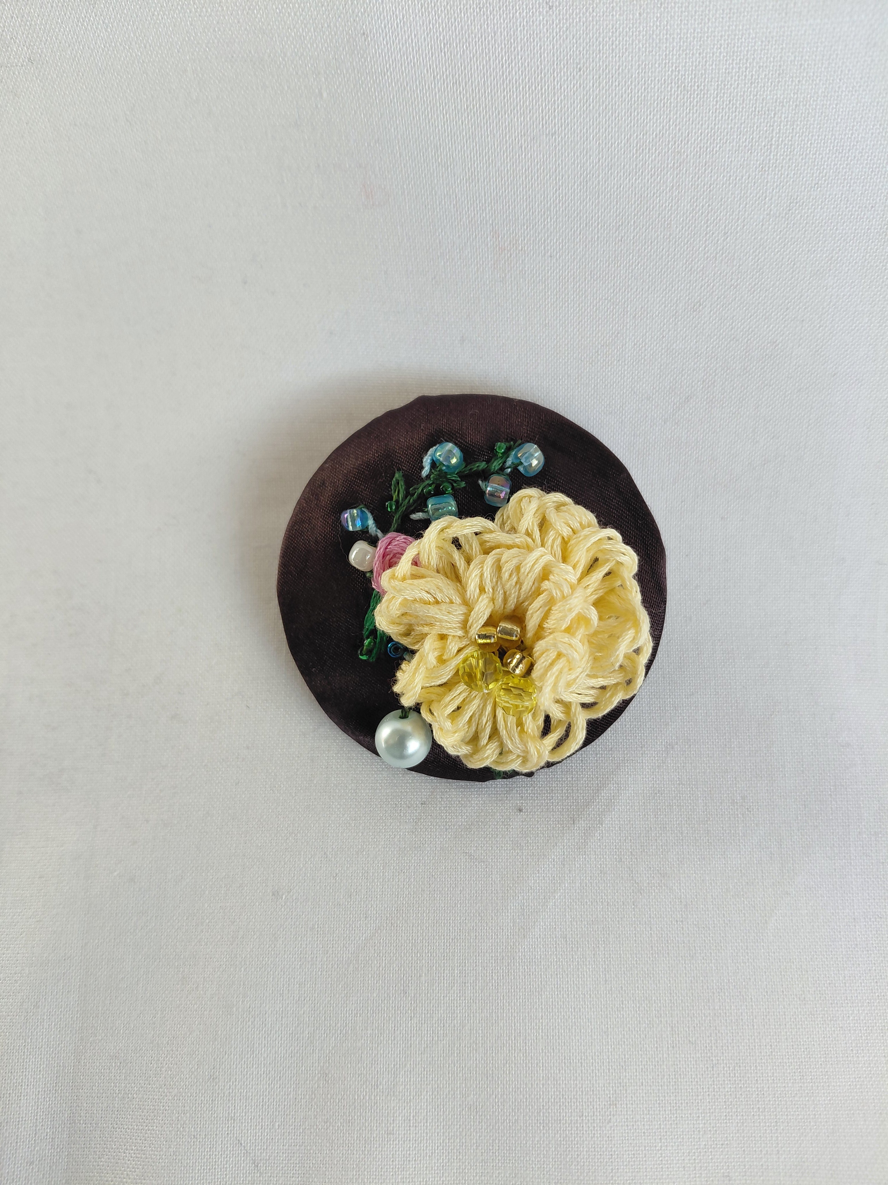 yellow flower brooch 028- Handcrafted Statement Jewelry