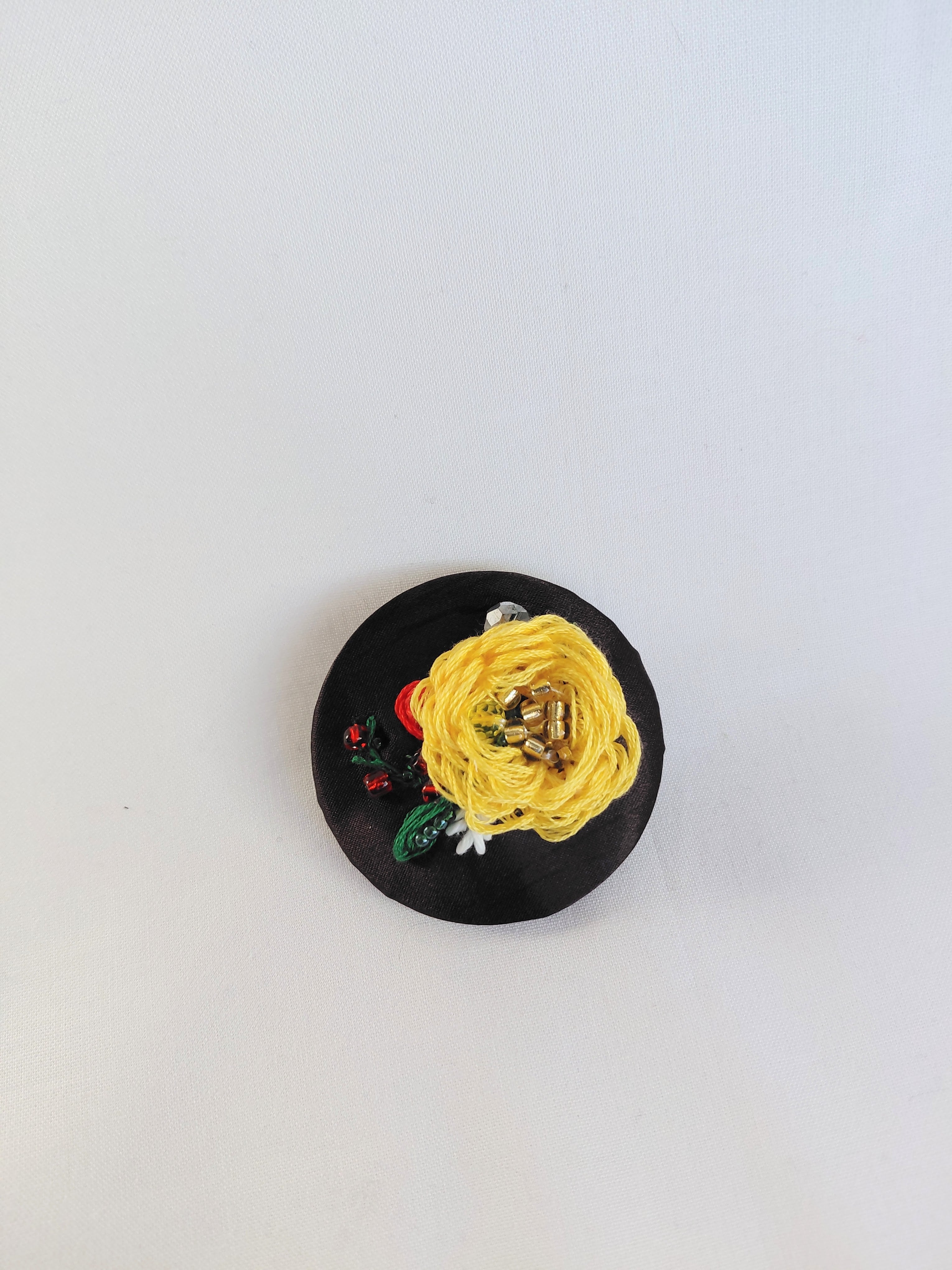 yellow flower brooch 029- Handcrafted Statement Jewelry