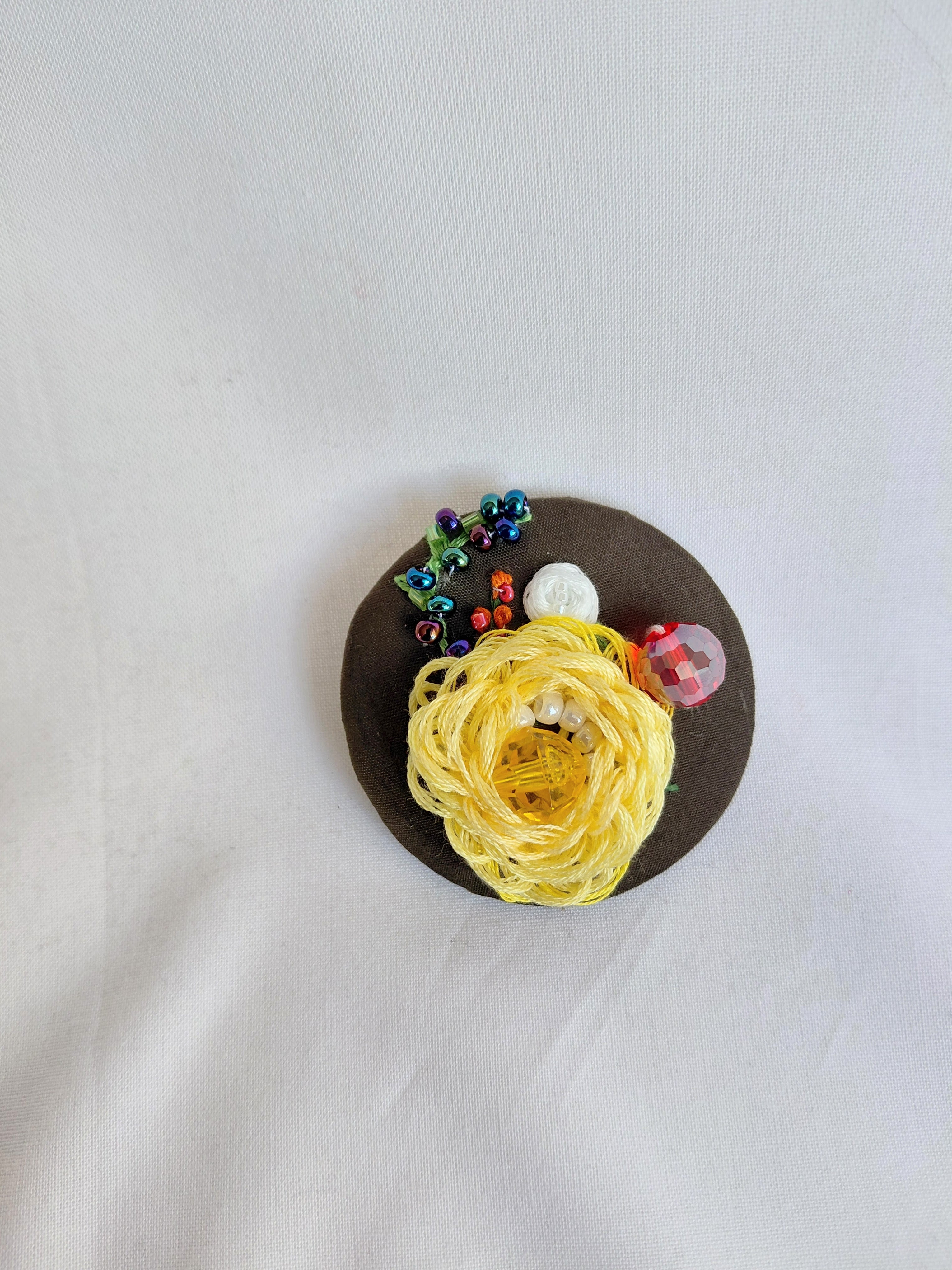 yellow flower brooch 031- Handcrafted Statement Jewelry