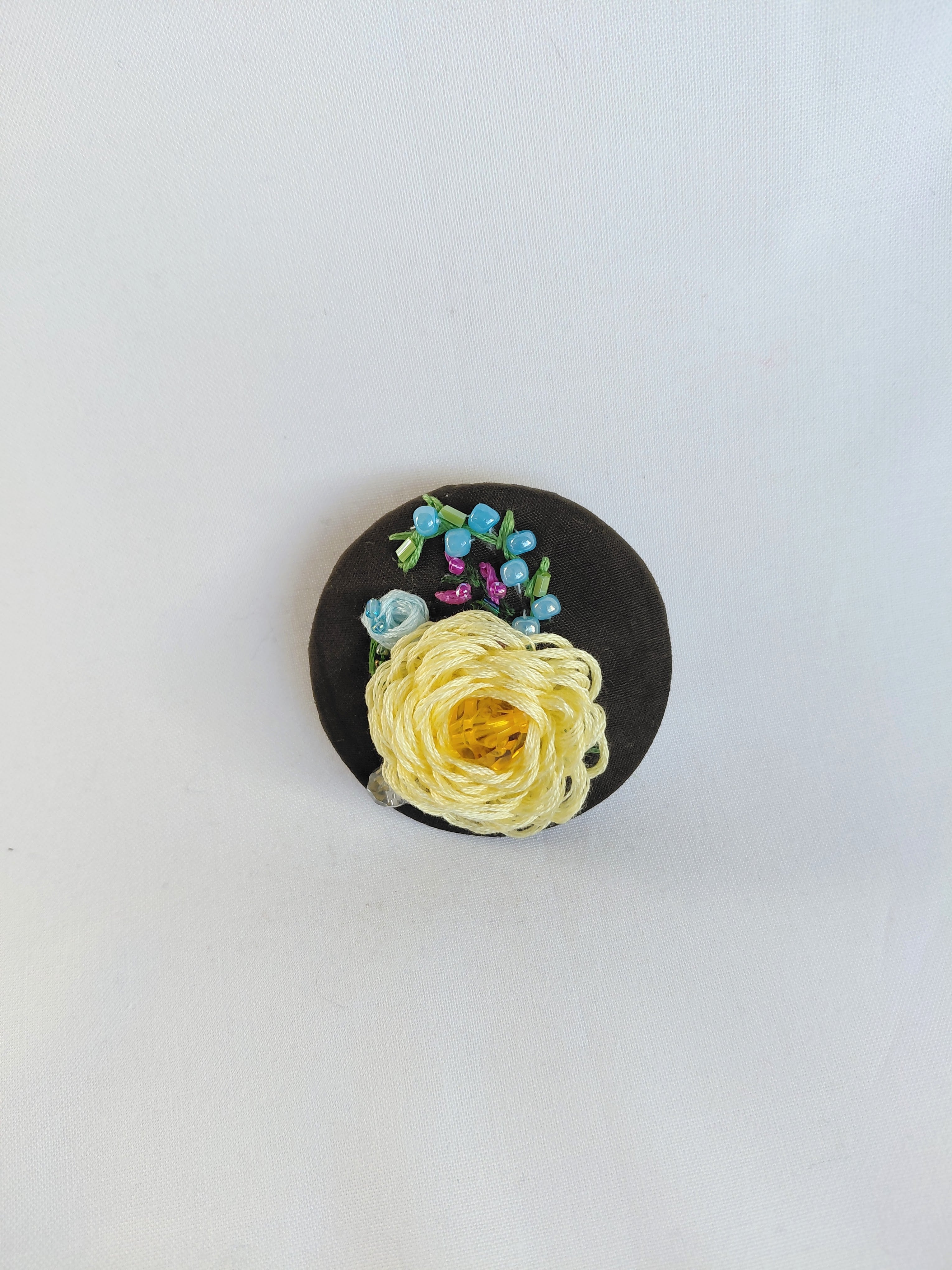 yellow flower brooch 033- Handcrafted Statement Jewelry